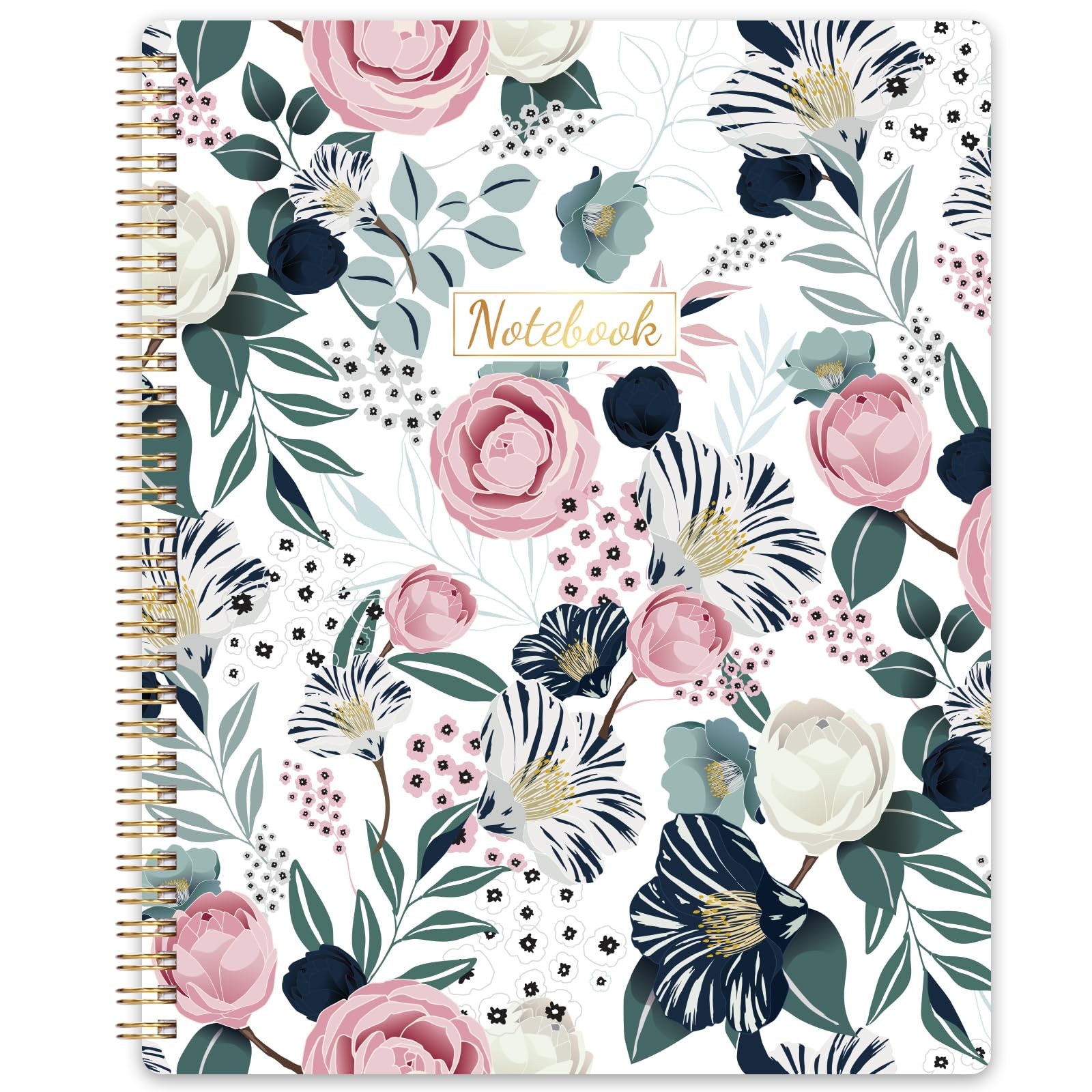Wire Bound Notebook, 8.5×11 Journal, 110 Sheets, Floral Design, Multicolor