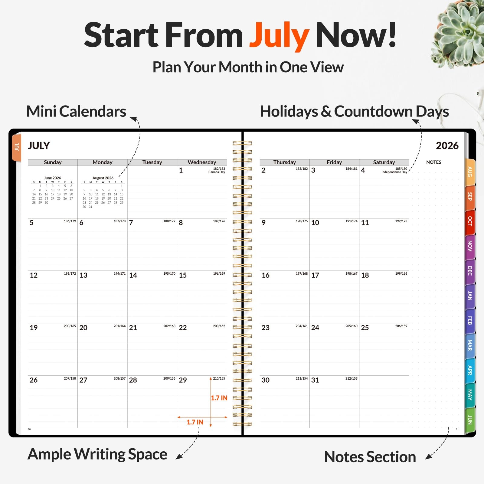 SUNEE Academic Planner 2026-2027 – Weekly & Monthly Planner, 8.5″x11″, Black