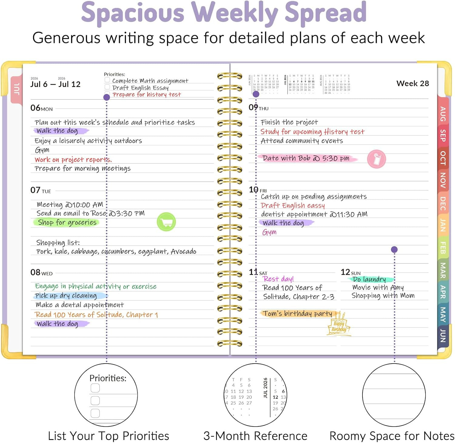 Academic Planner 2026-2027, July 2026-June 2027 Weekly & Monthly Hardcover Calen