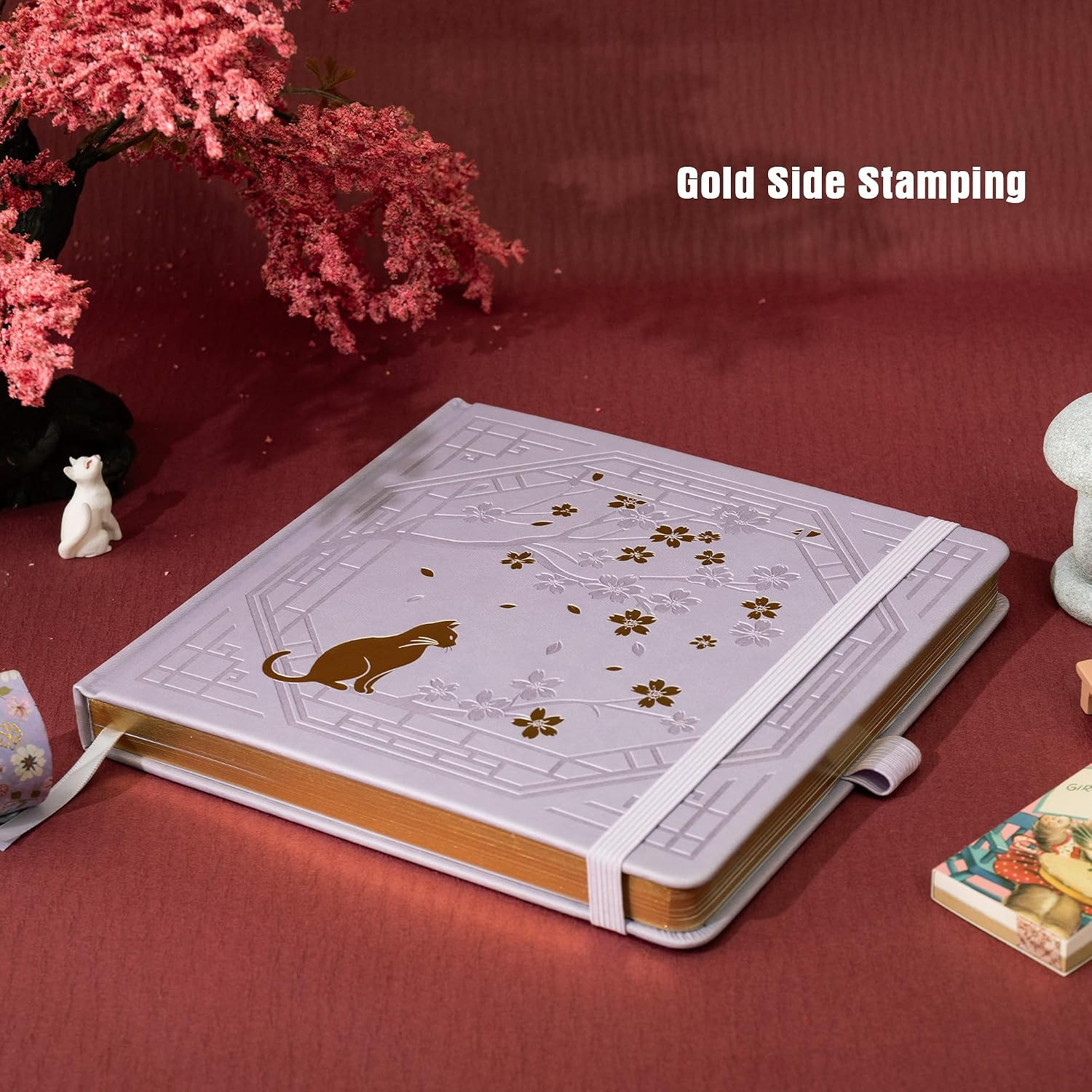 Square Dotted Journal, Cute Cat Journal for Women Girls, Dot Notebook with Prett