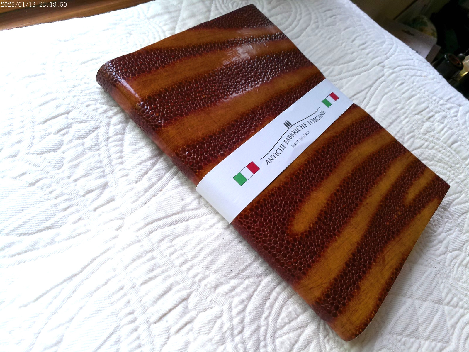 HANDMADE ITALY LEATHER LINED PAGES JOURNAL BRONZE STRIPE OLD FACTORY TUSCANY NWT