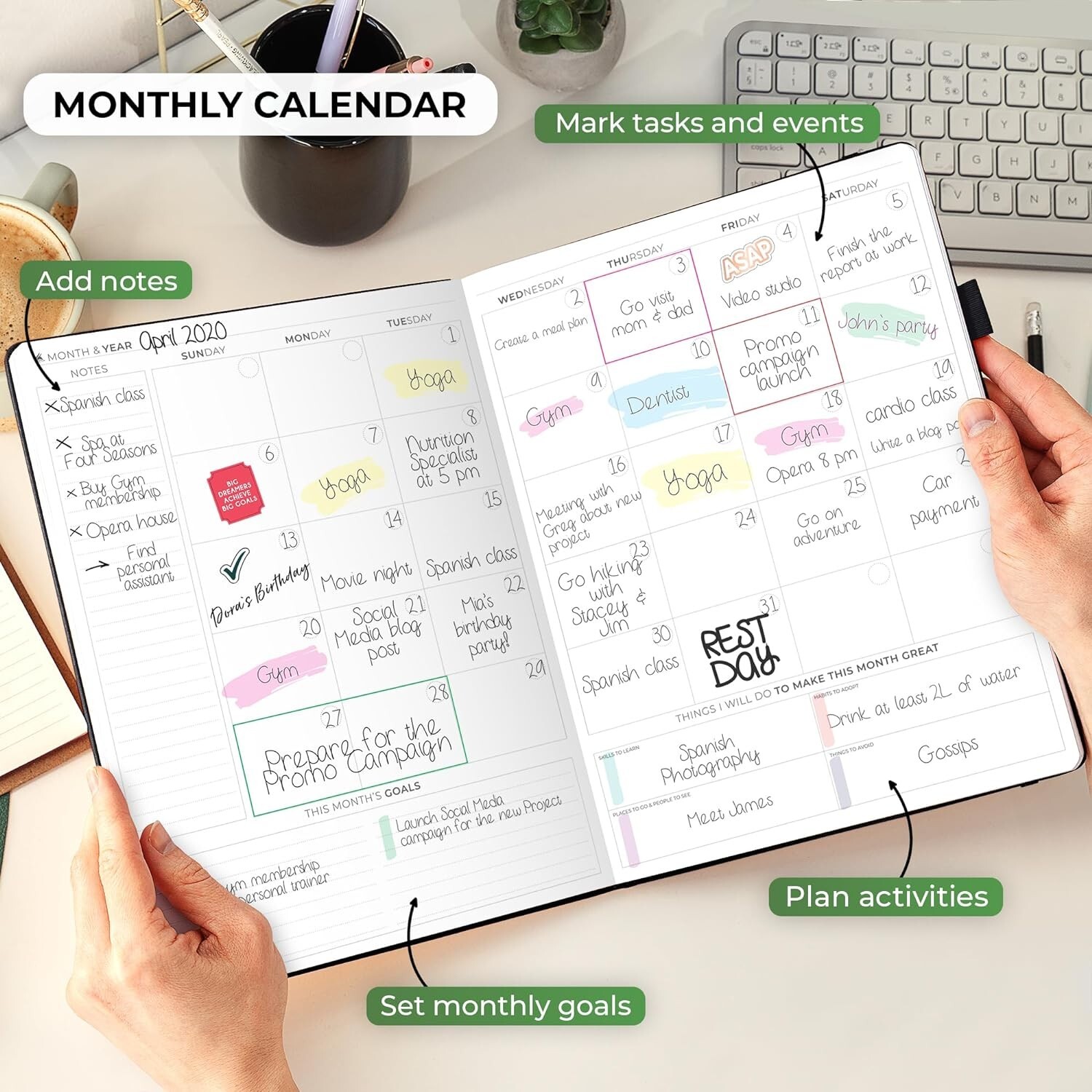 A4 Daily Organizer: Undated Planner with Time Management Slips & Accessories