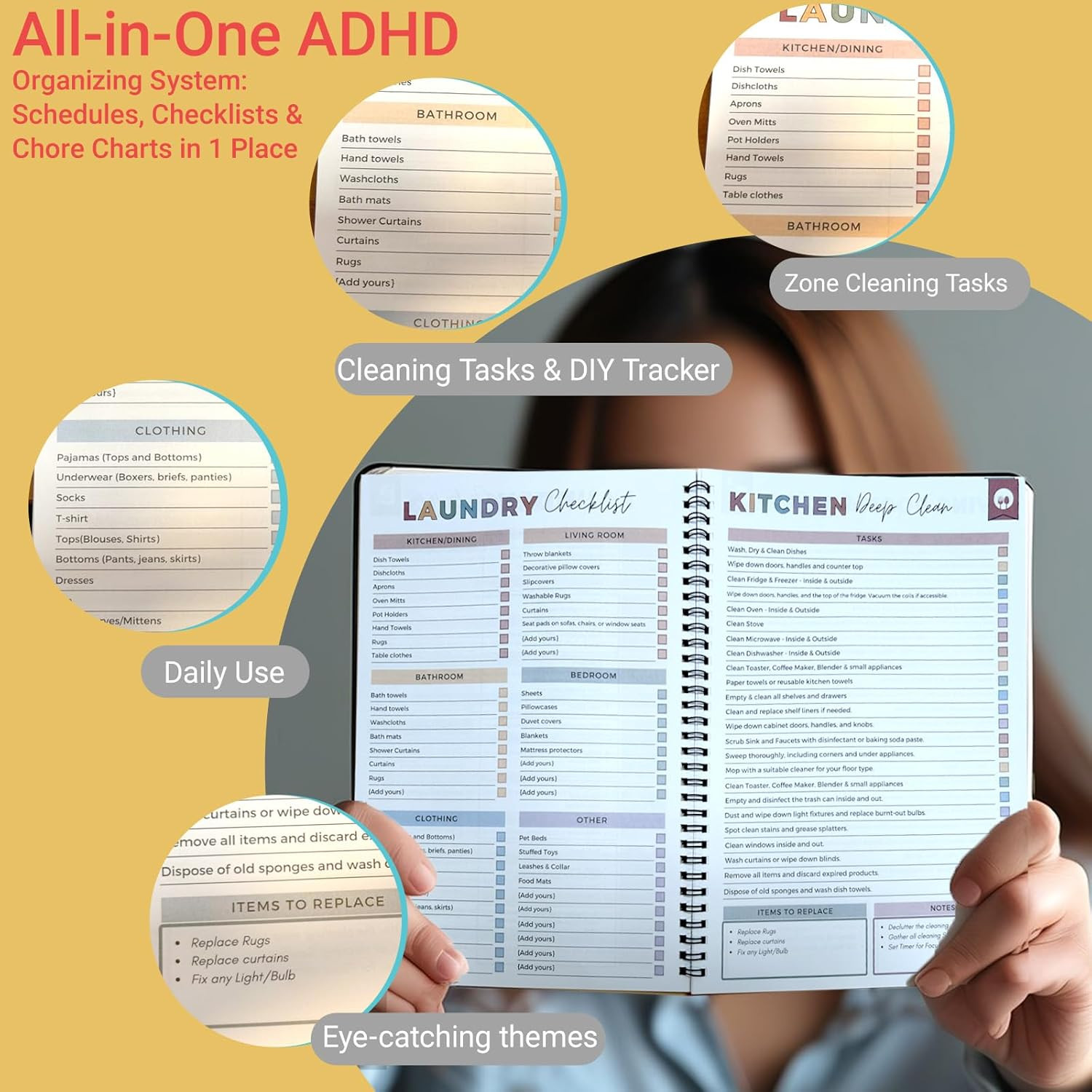 Household Cleaning Planner Daily/Weekly/Monthly House Cleaning Schedule Notebook