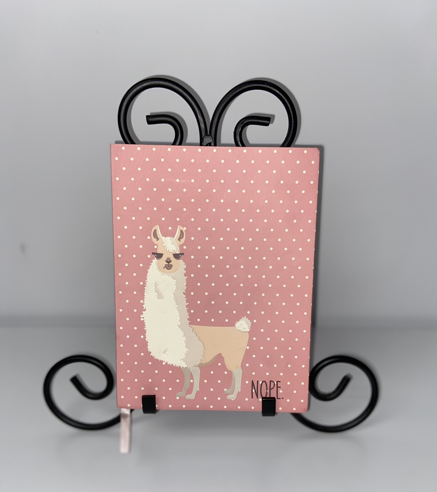 Pink & White Polka Dotted 6×8 Journal w/ Llama Saying NOPE. 120 Pages.