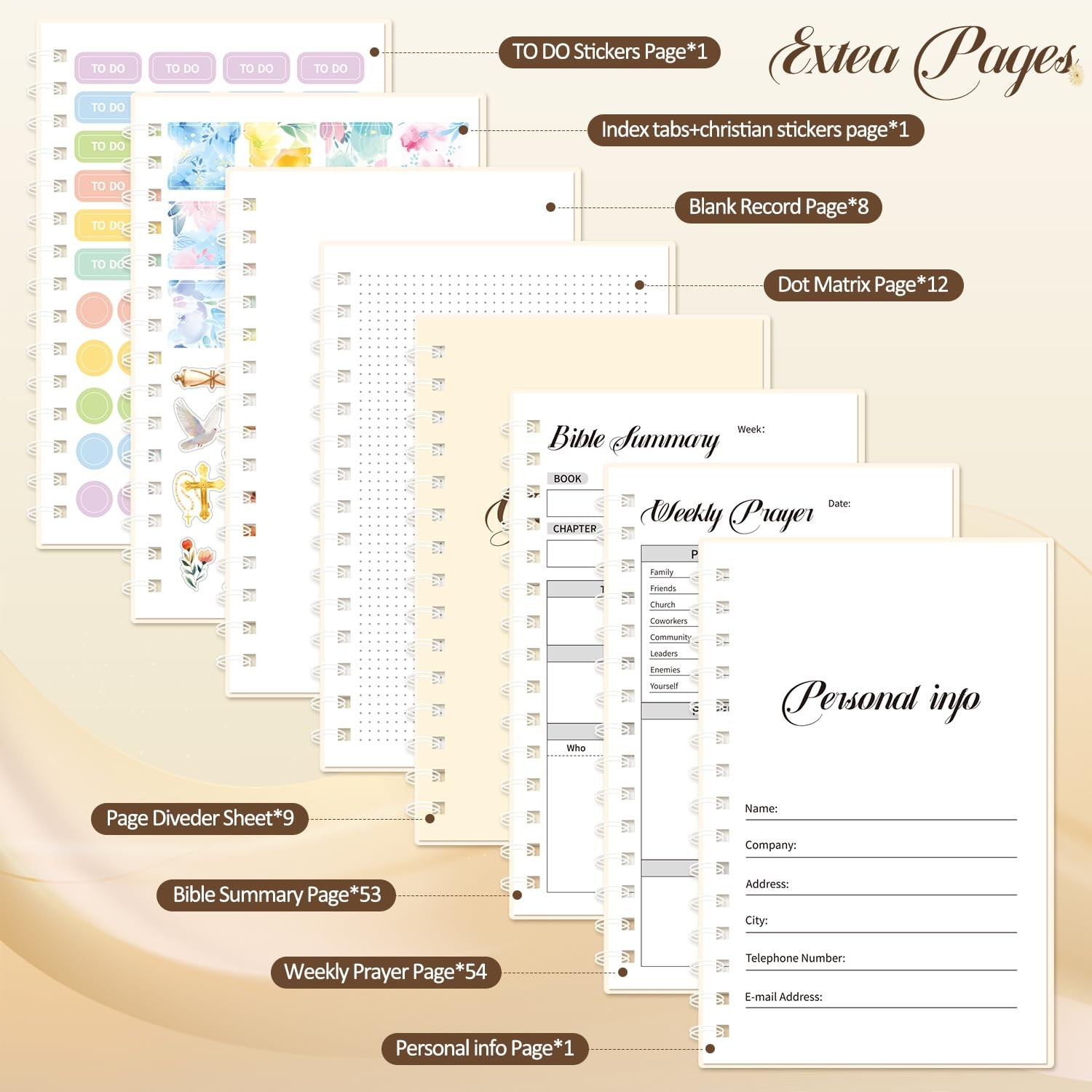 Galatians 5:22-23 Christian Prayer Planner, Weekly Devotional Journal A5, tan