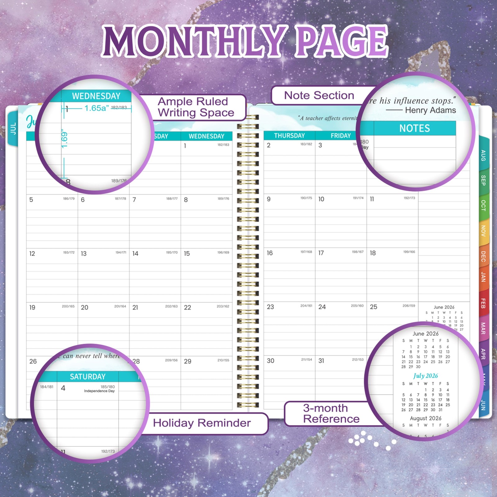 Teacher Planner 2026-2027, Lesson Plan Book 8.5″ x 11″ inches, purple