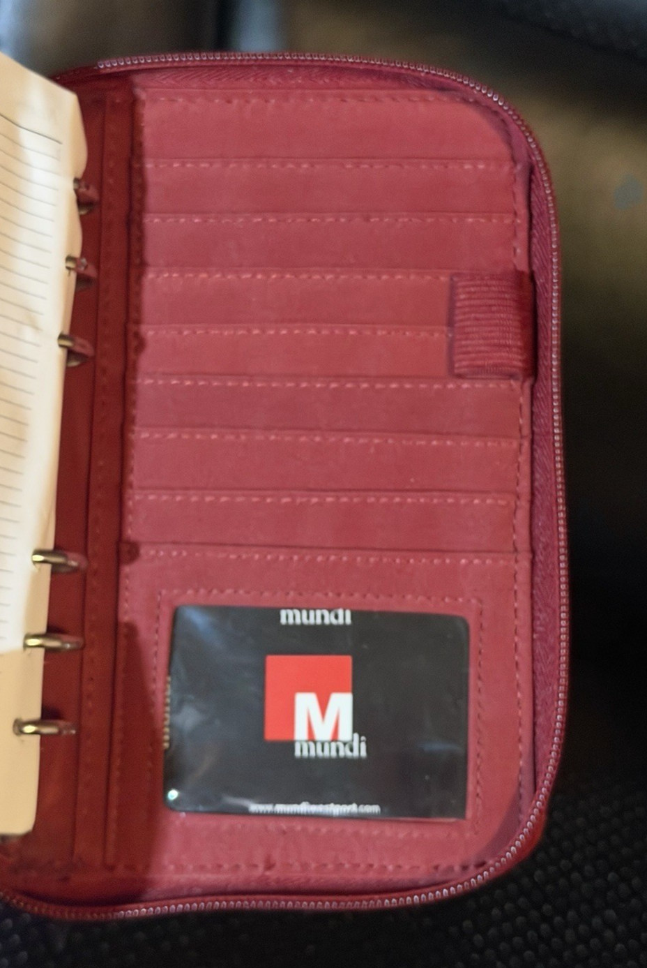 Mundi Mundex Daily Planner Address Book Maroon Zip Close Organizer Red Wallet