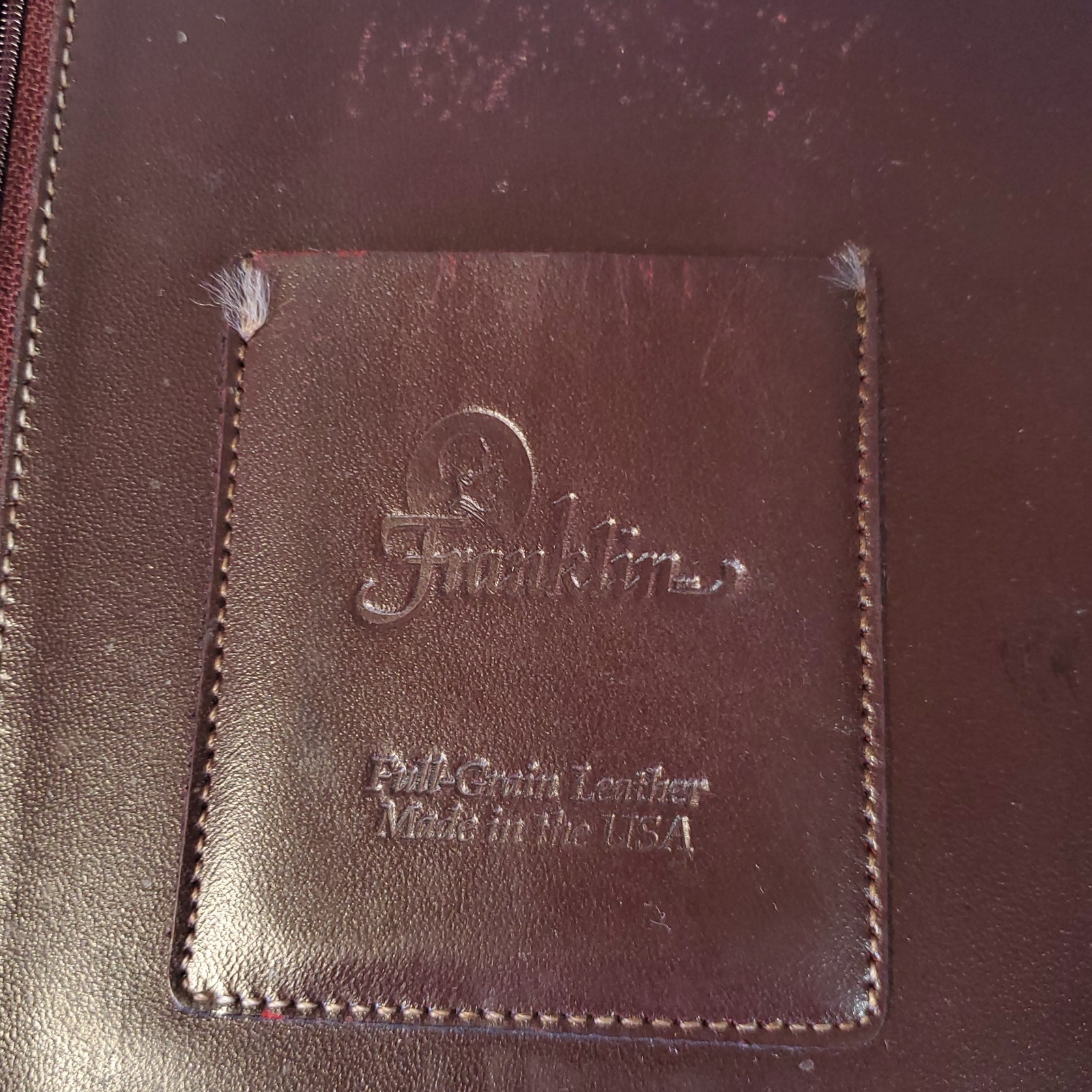 Franklin Full Grain Leather Day Timer Planner 7 Ring Red Brown Binder Vtg *READ*
