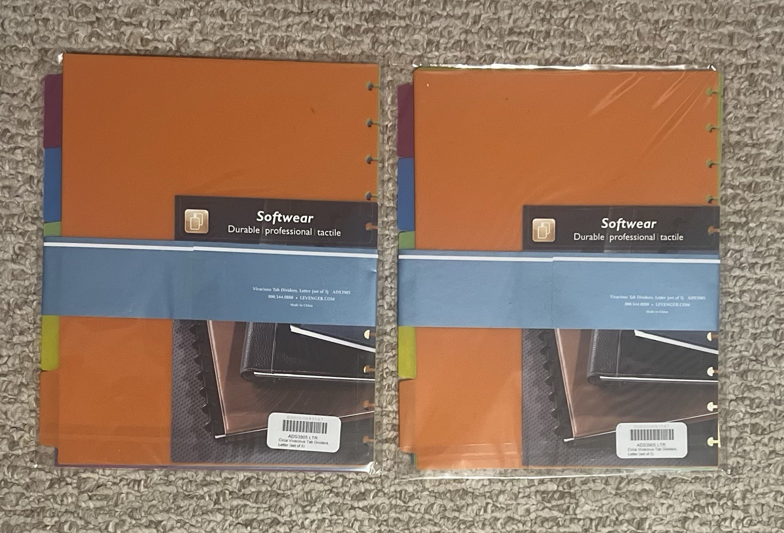 2 Sets Levenger Circa Multi-Color Vivacious 5pc Tab Divider 8-1/2×11 Size NEW