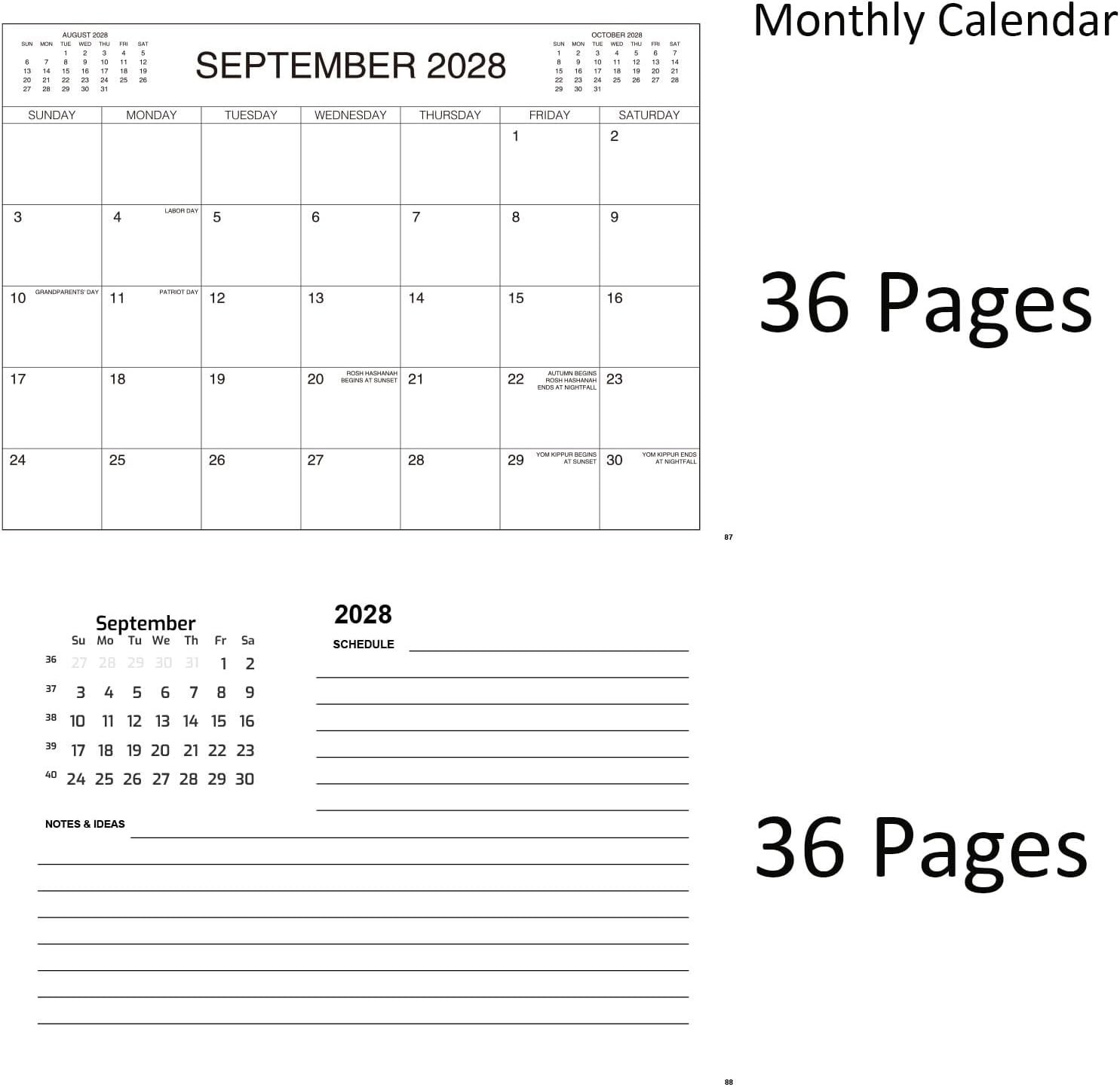 3 Year Calendar Planner Blue 2026-2028