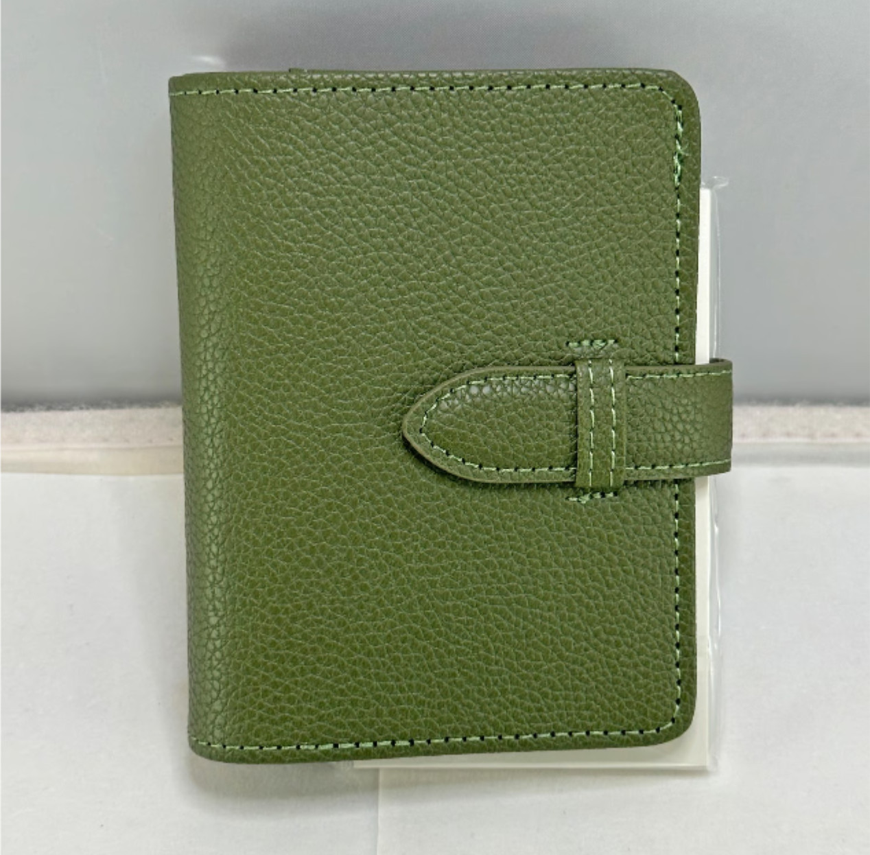 Olive Pebbled Leather Pocketbook with Planner