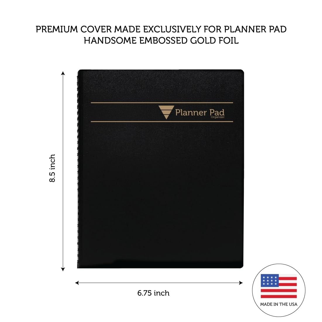 Planner Pad Spiral Bound January 2026 Start, Black Cover/Black Ink