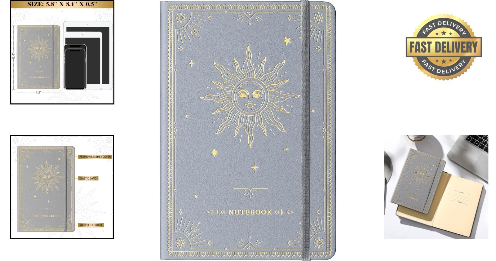 Classic Writing Journal – 144 Pages, Water-Resistant, with Elastic Band & Pocket