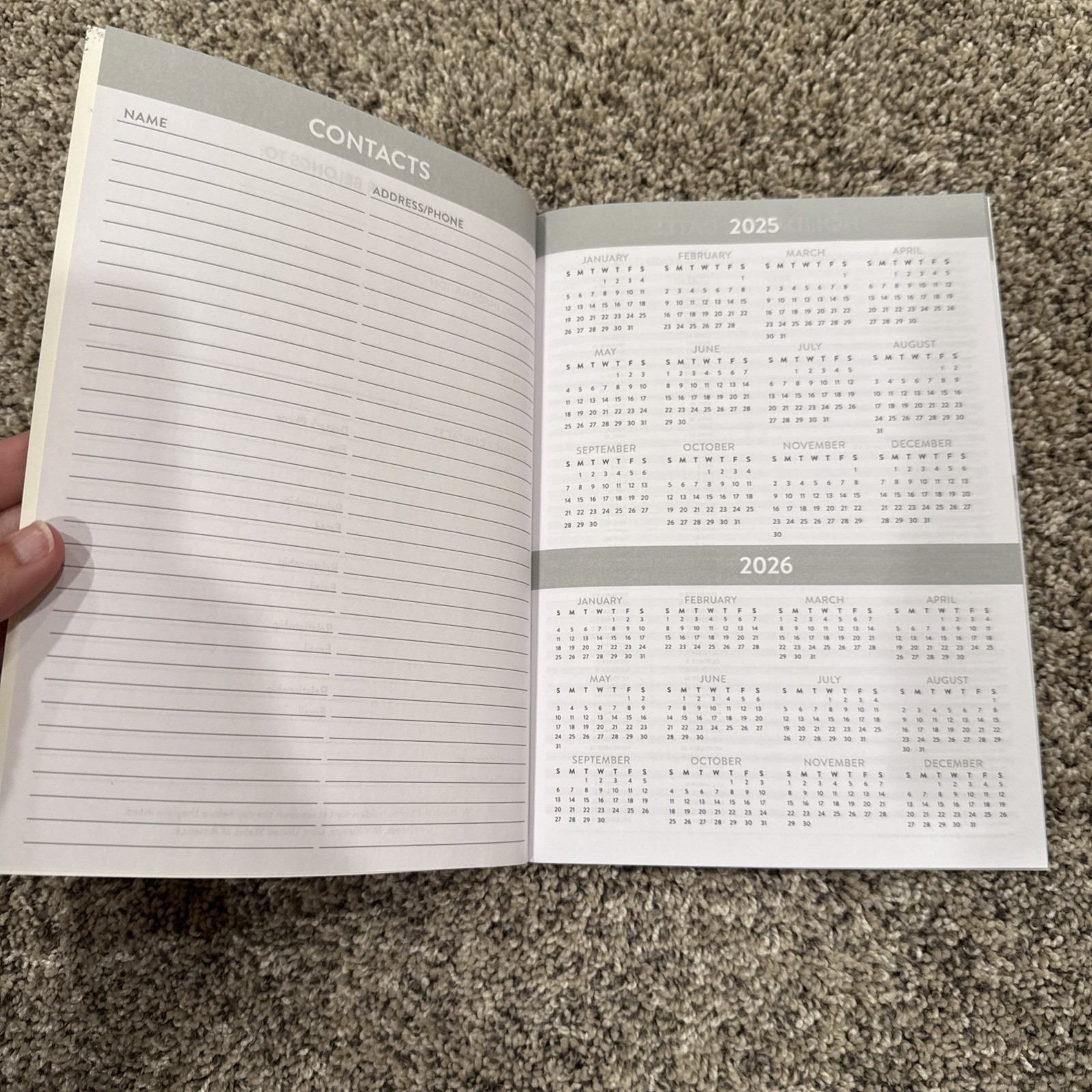 2025 Black Cover Planner Agenda 32 Pages 6.75” X 9.5” Inches Paperboard
