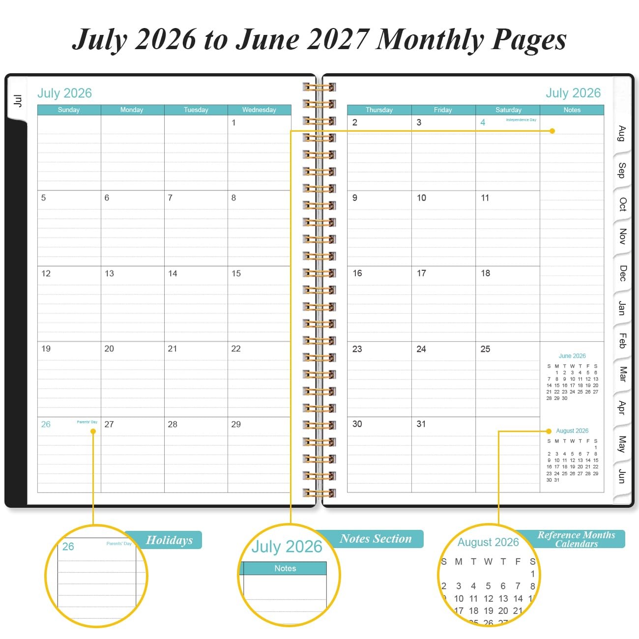 2026-2027 Planner – Weekly and Monthly Calendar 6.4″ x 8.5″, Black
