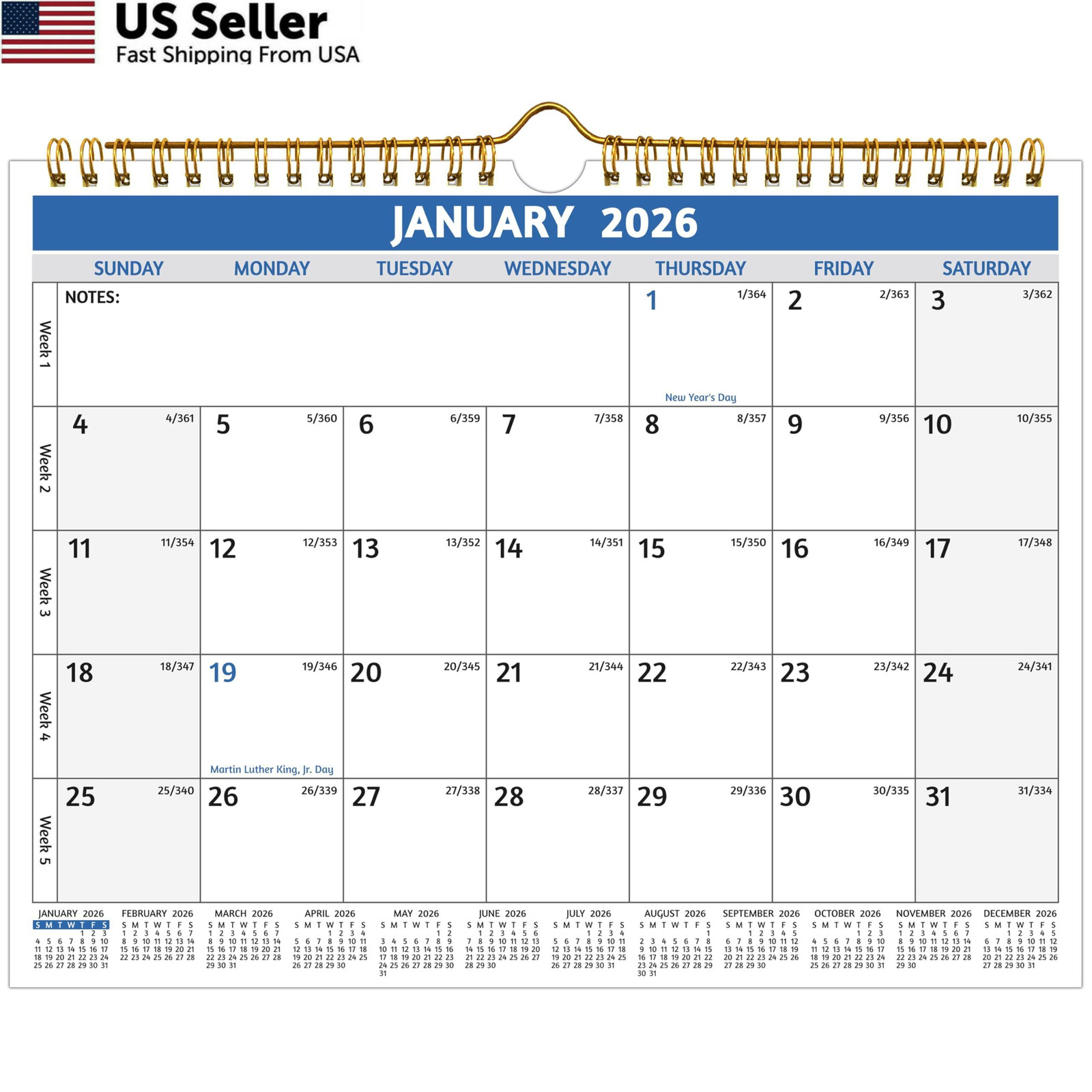 Wall Calendar 2026-2027 – Run Now to Jun 2027, 18 Monthly Calendar…