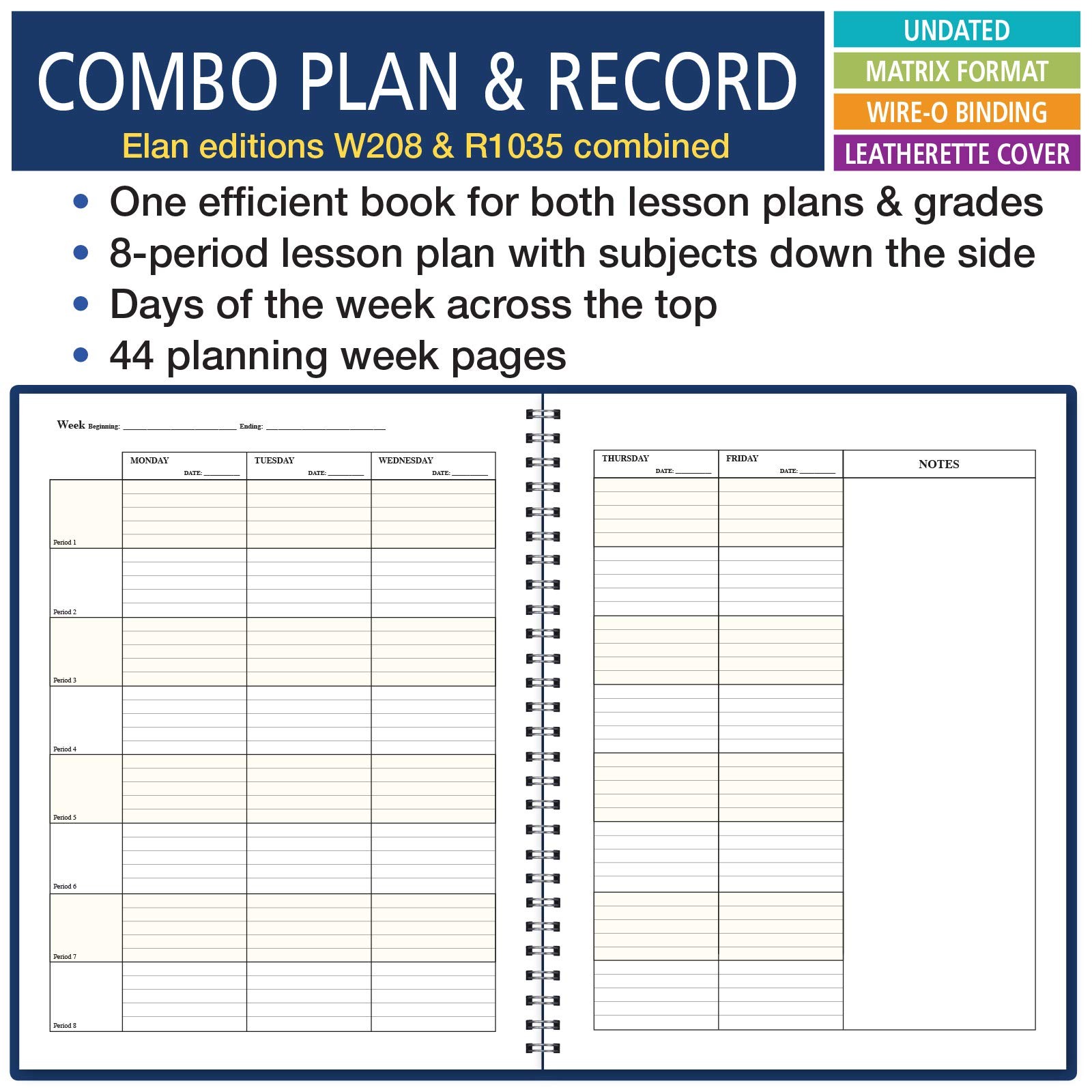 Elan Publishing Company Combination Plan and Record Book – 8 8.5″ x 11″, Blue