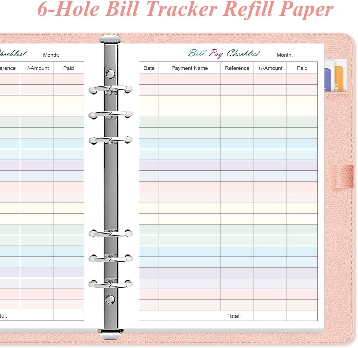 Payment Refills – 50 Sheets/100 Pages Colorful Monthly Budget Forms for A5 Bi…