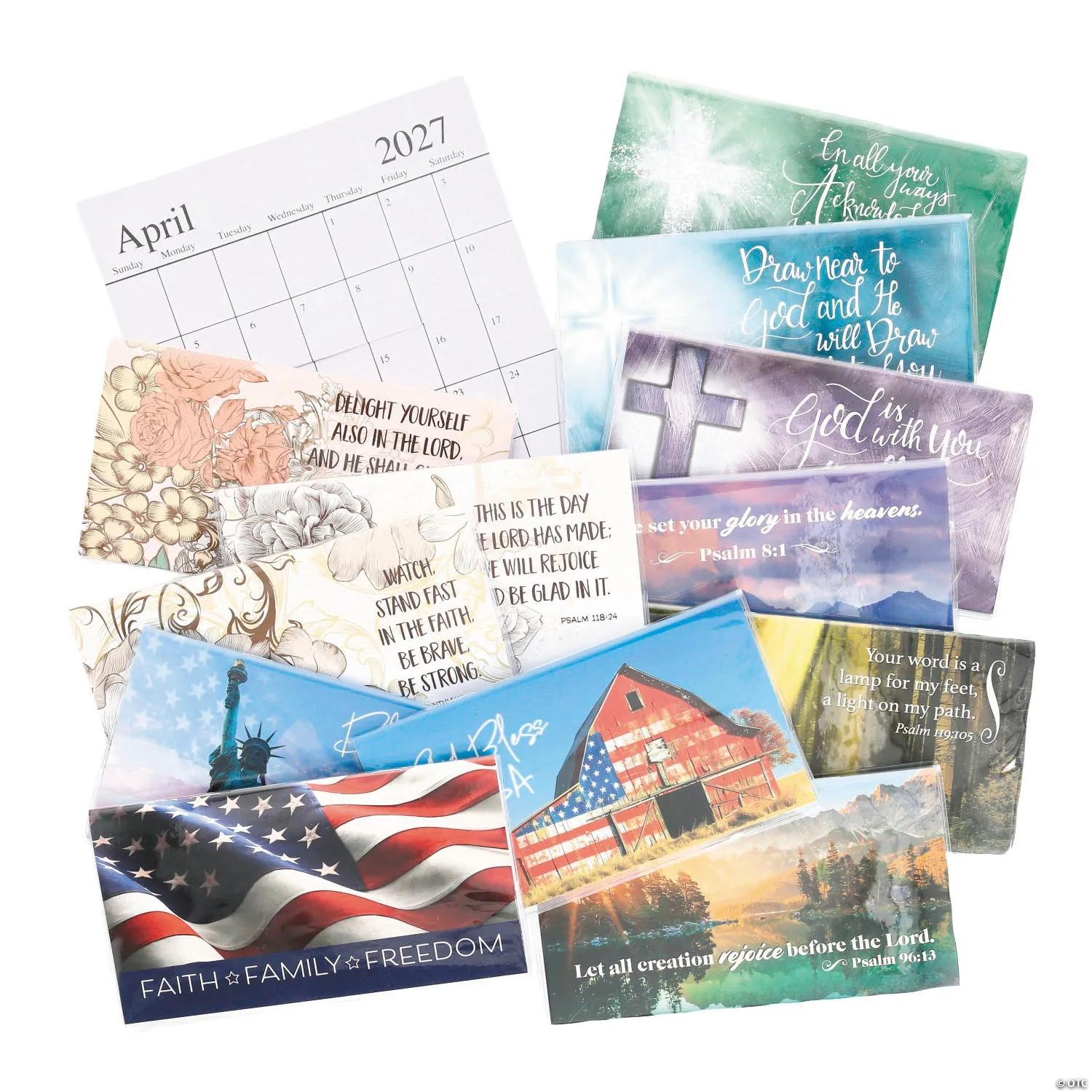 48-PC BULK Religious & Patriotic 2-Year 2026-27 Pocket Calendars 6 1/2″ x 3 1/2″