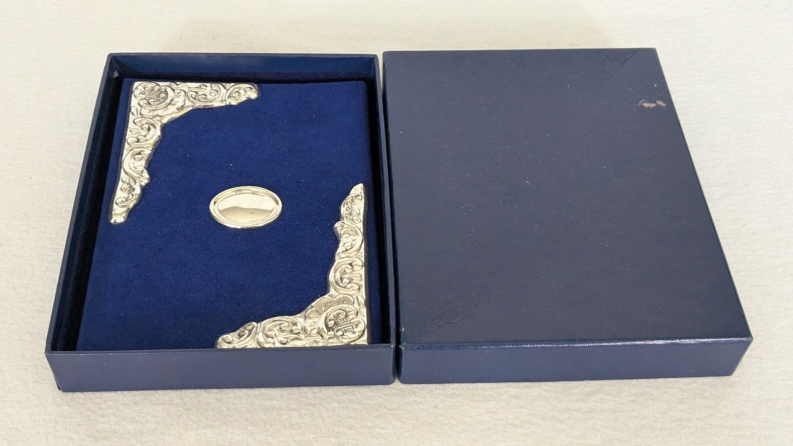 Vintage Sterling silver Adorned Address Book Blue velvet 5″ x 7″ New in Box