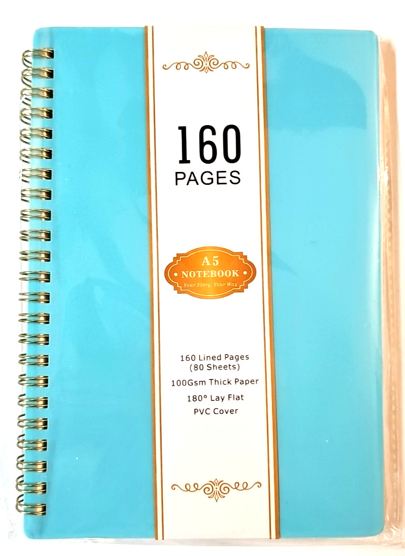 Lined Notebook PVC Cover 160 Lined Pages 3 Colors 5.5″ x 8.25″ NEW