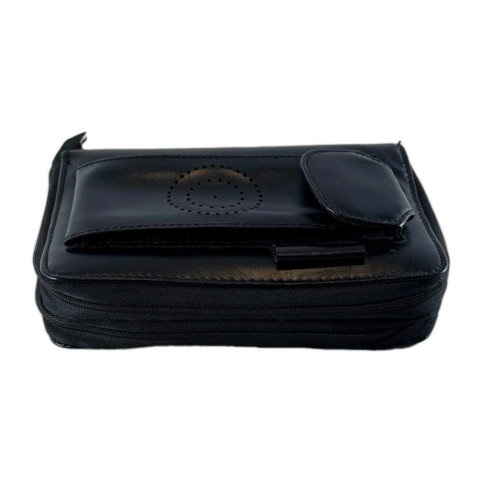 Vintage Y2K Black Faux Leather 6 Ring Planner Organizer Wallet Clutch Binder