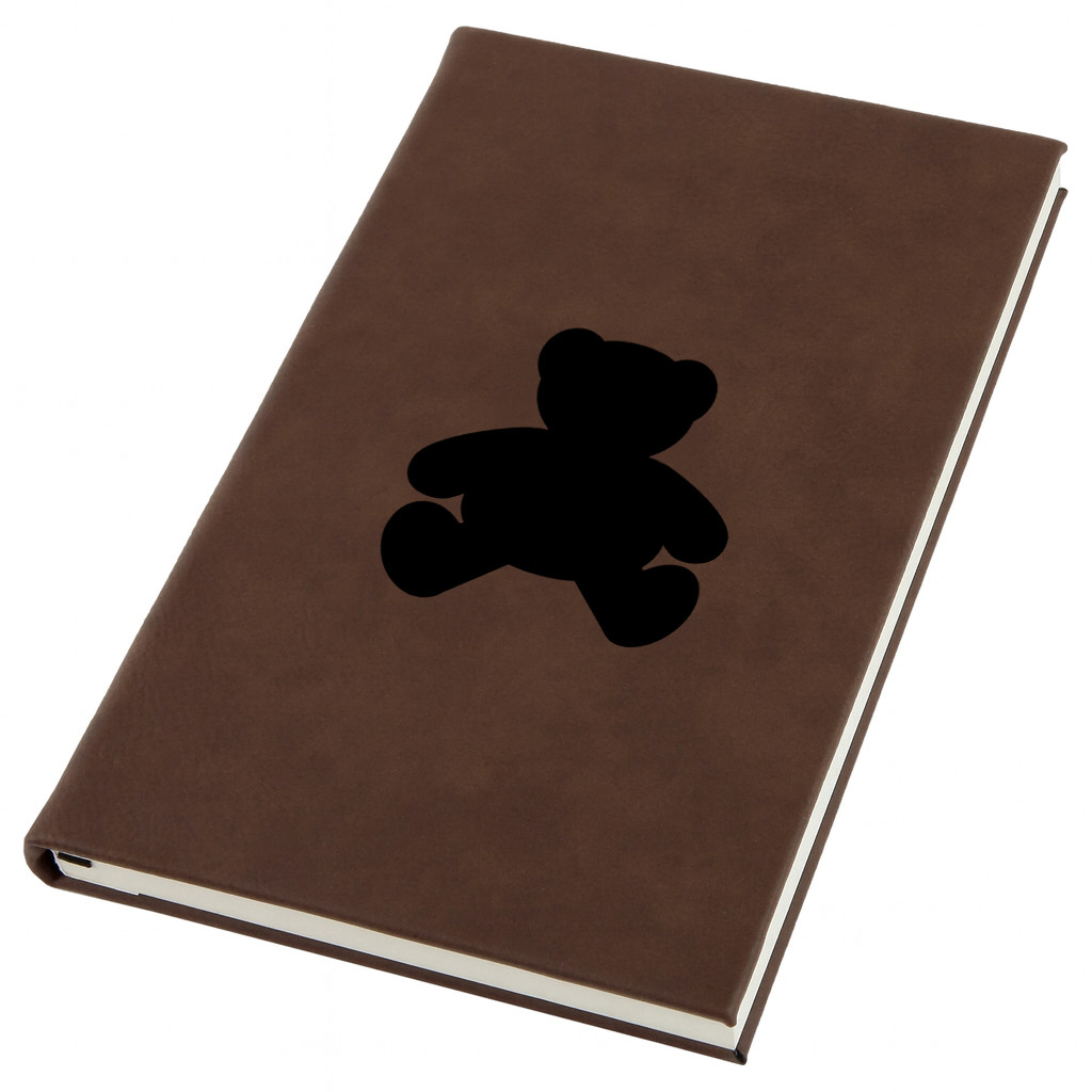 Plush Bear Engraved Leather Journal, Personal Planner with Lined Pages