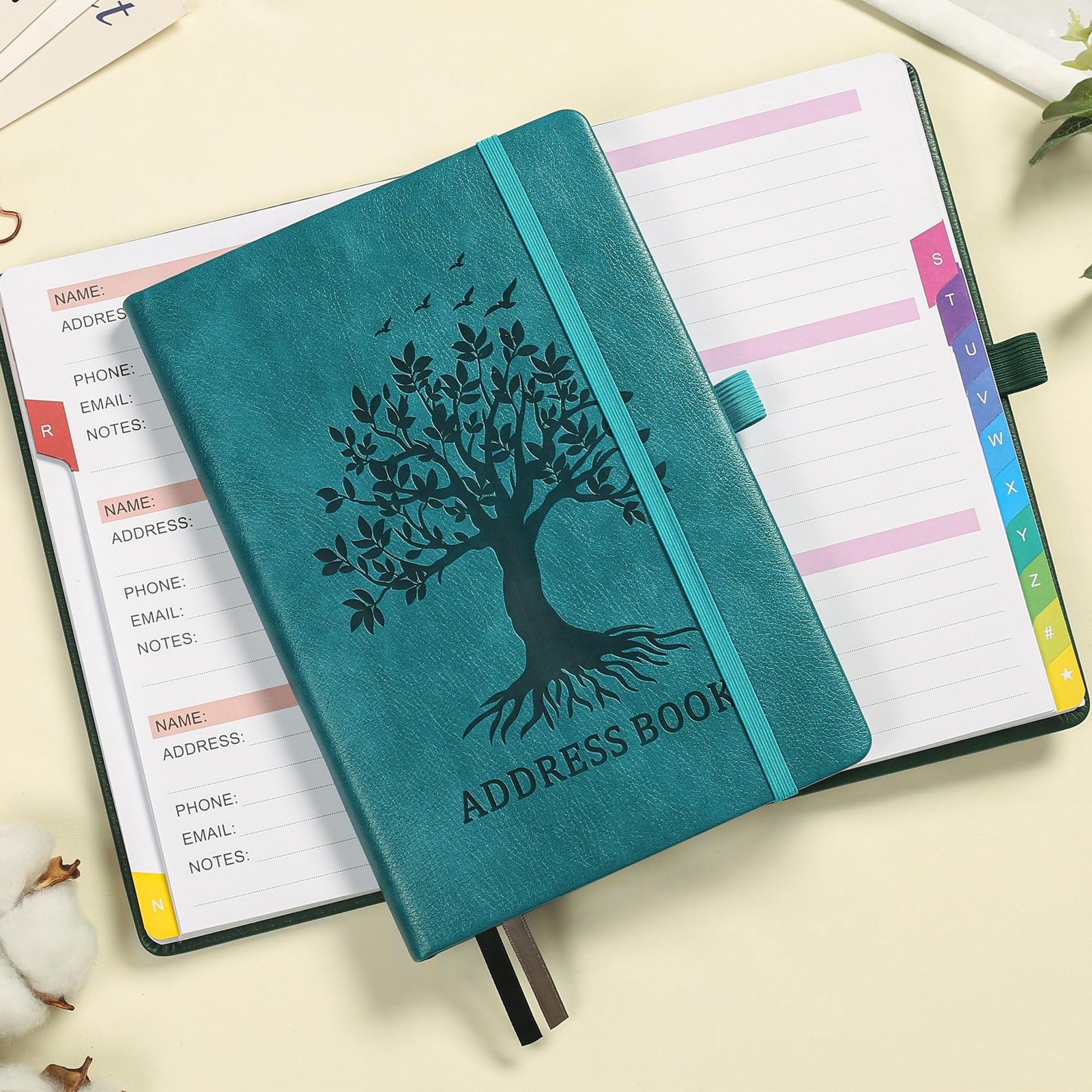 Address Book with Colorful Alphabetical Tabs (8.4″ x 5.8″) – Address Books fo…