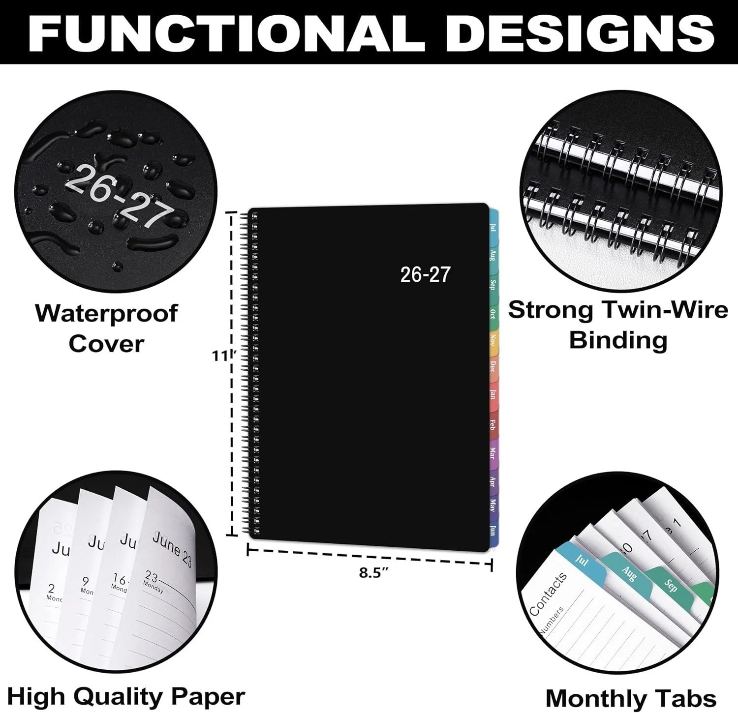 Weekly and Monthly Planner 2026-2027, July 2026-June 2027, 8.5” x 11” | Academ
