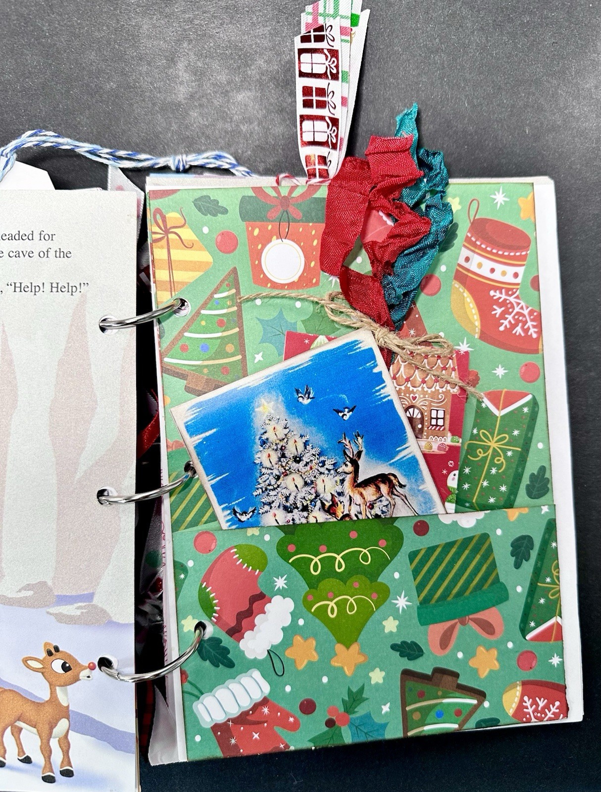 RUDOLPH Christmas Junk Journal Little Golden Book W/Embellishments & Glue Pen…