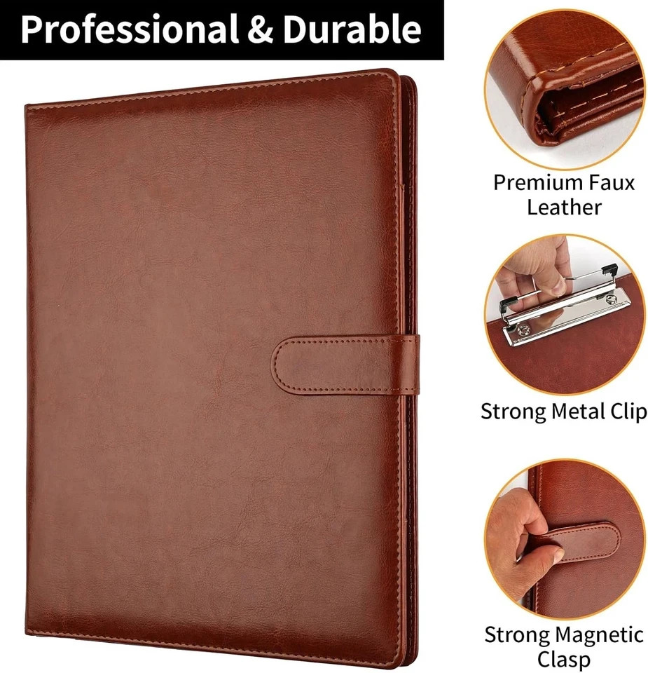 Professional Padfolio with Clipboard, Faux Leather Portfolio Folder Binder, Lega