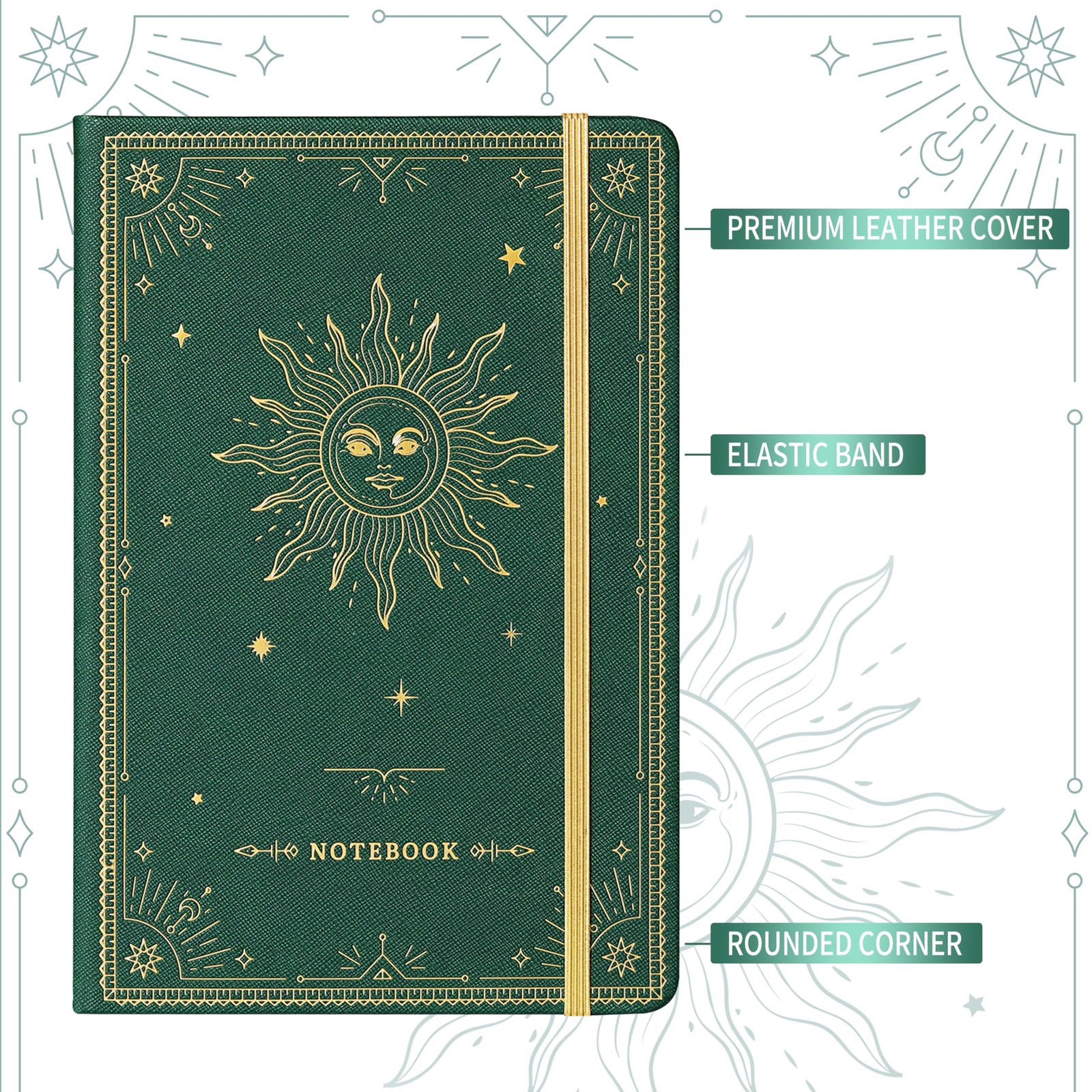 Artfan Ruled Notebook/Journal – Premium Thick Paper Faux Leather Dark Green