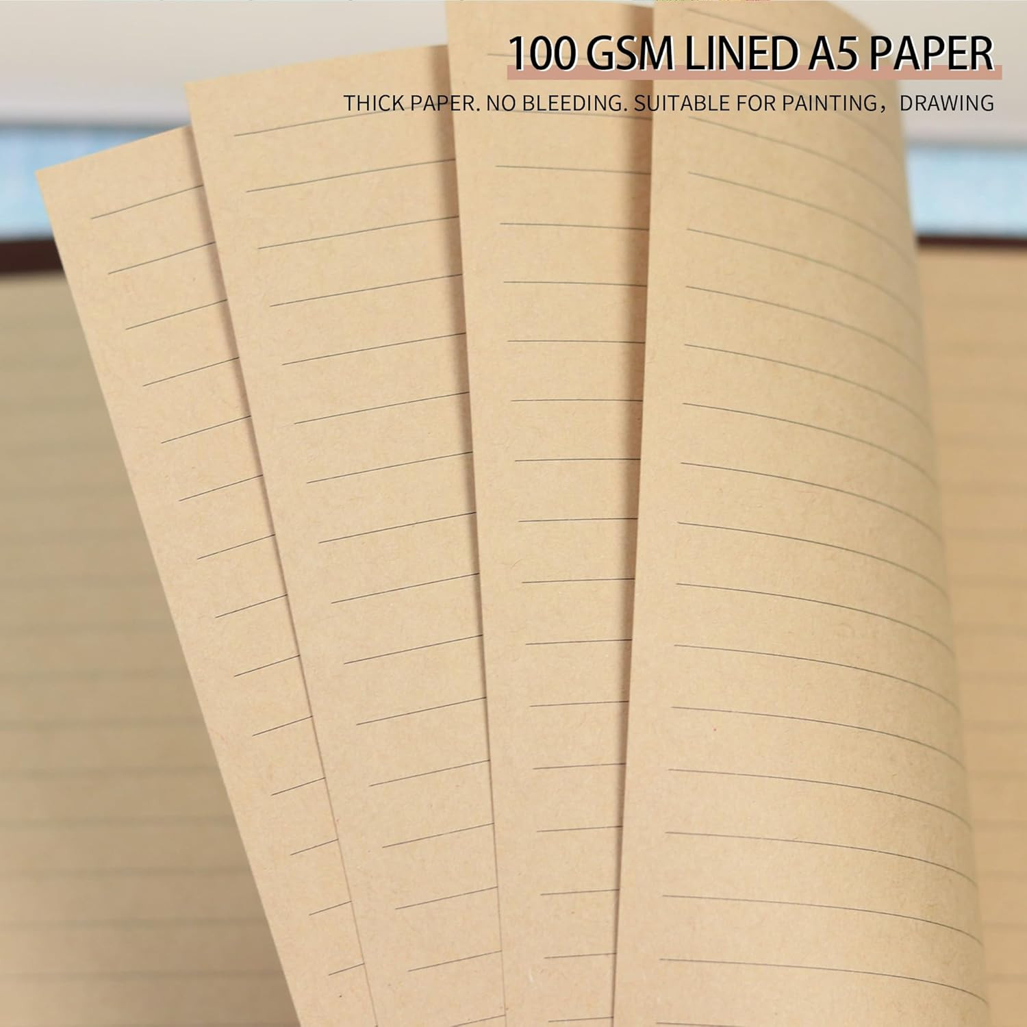 Vintage Kraft Paper – A5 Lined Flipchart Refill 80 Sheets (160 Pages) for 6-Rin