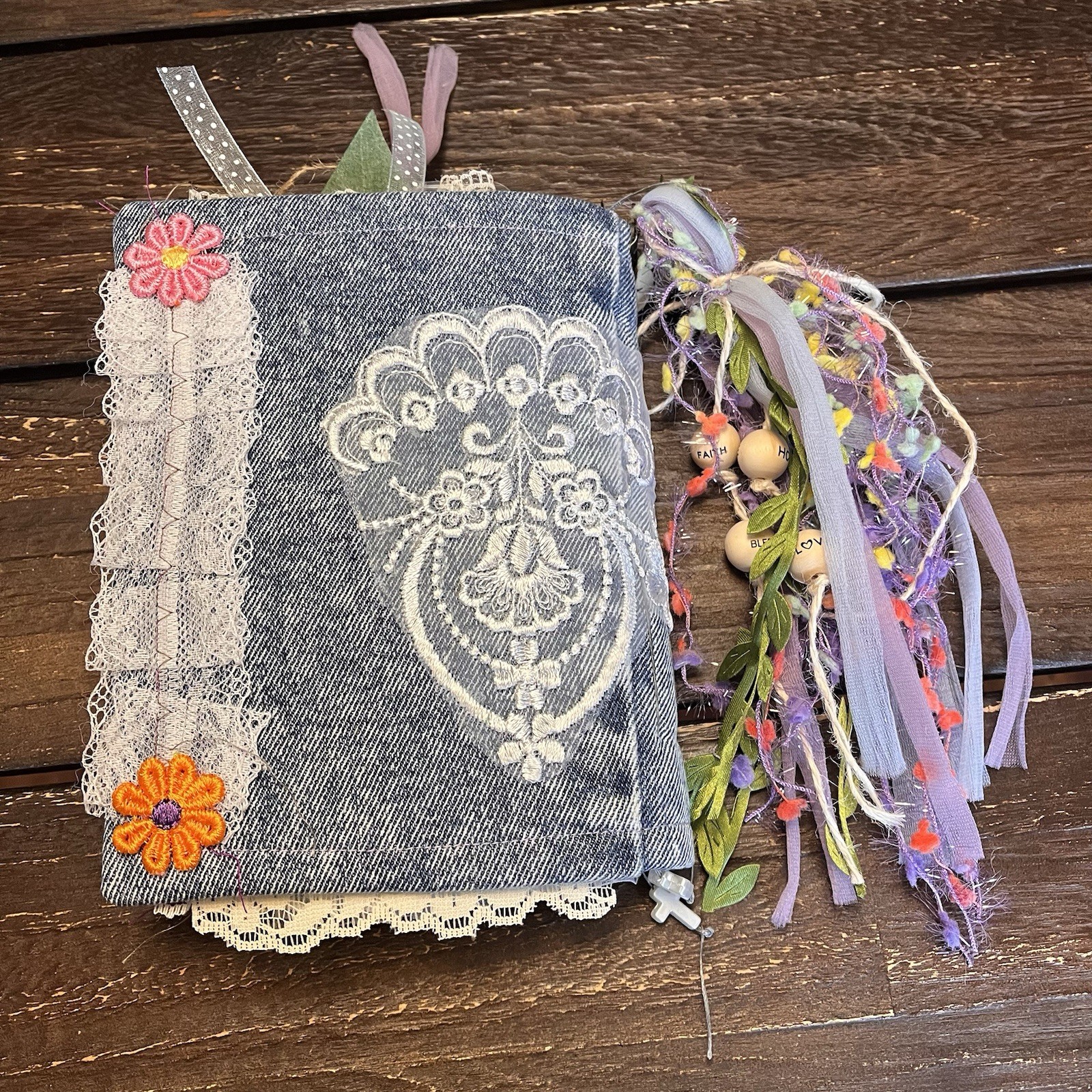 Junk Journal Floral Faith Christian Boho Denim Cottage Core 3 Sig Softcover
