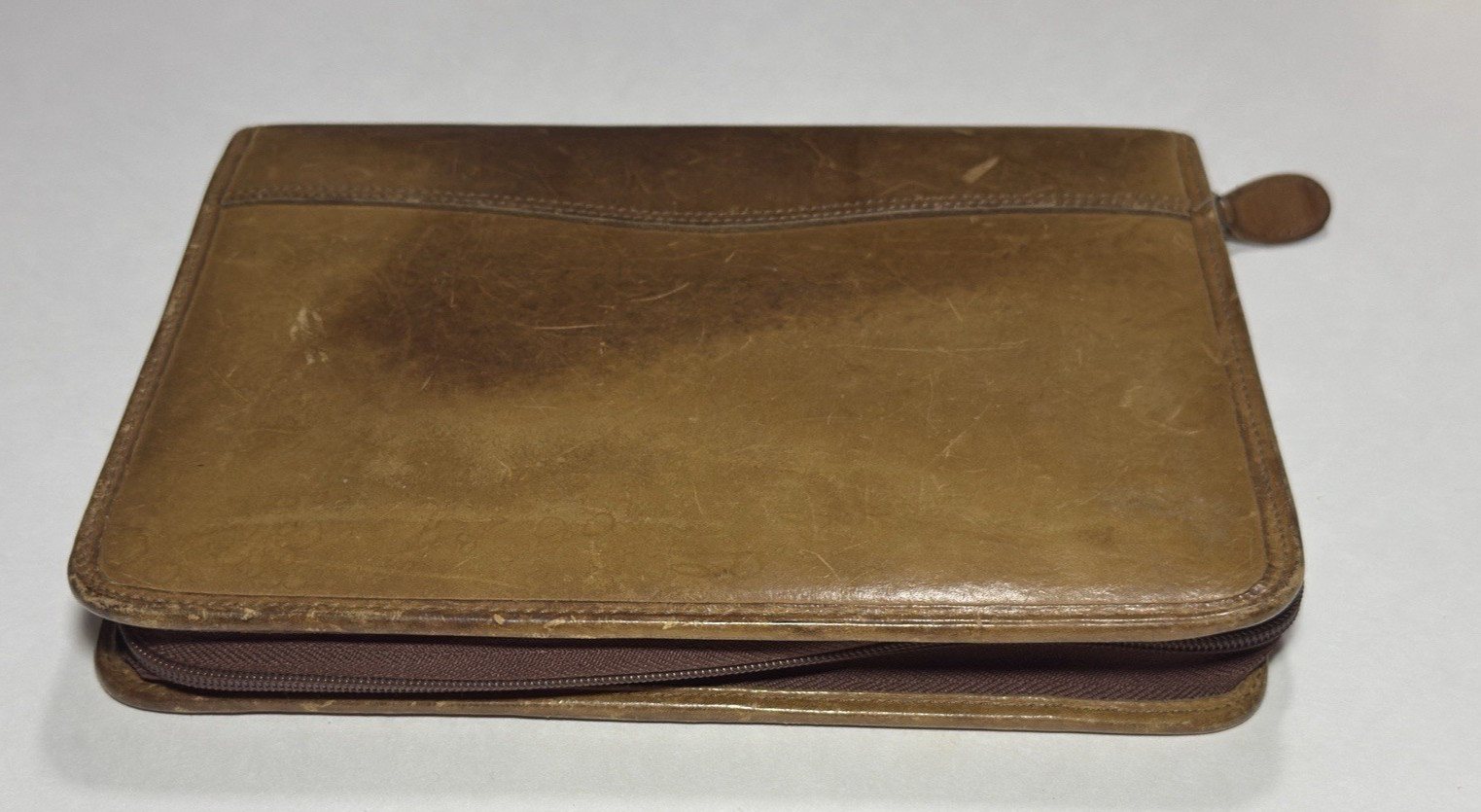 Day Timer Planner Organizer Vtg Brown Leather Folio 7 Ring Binder Notebook