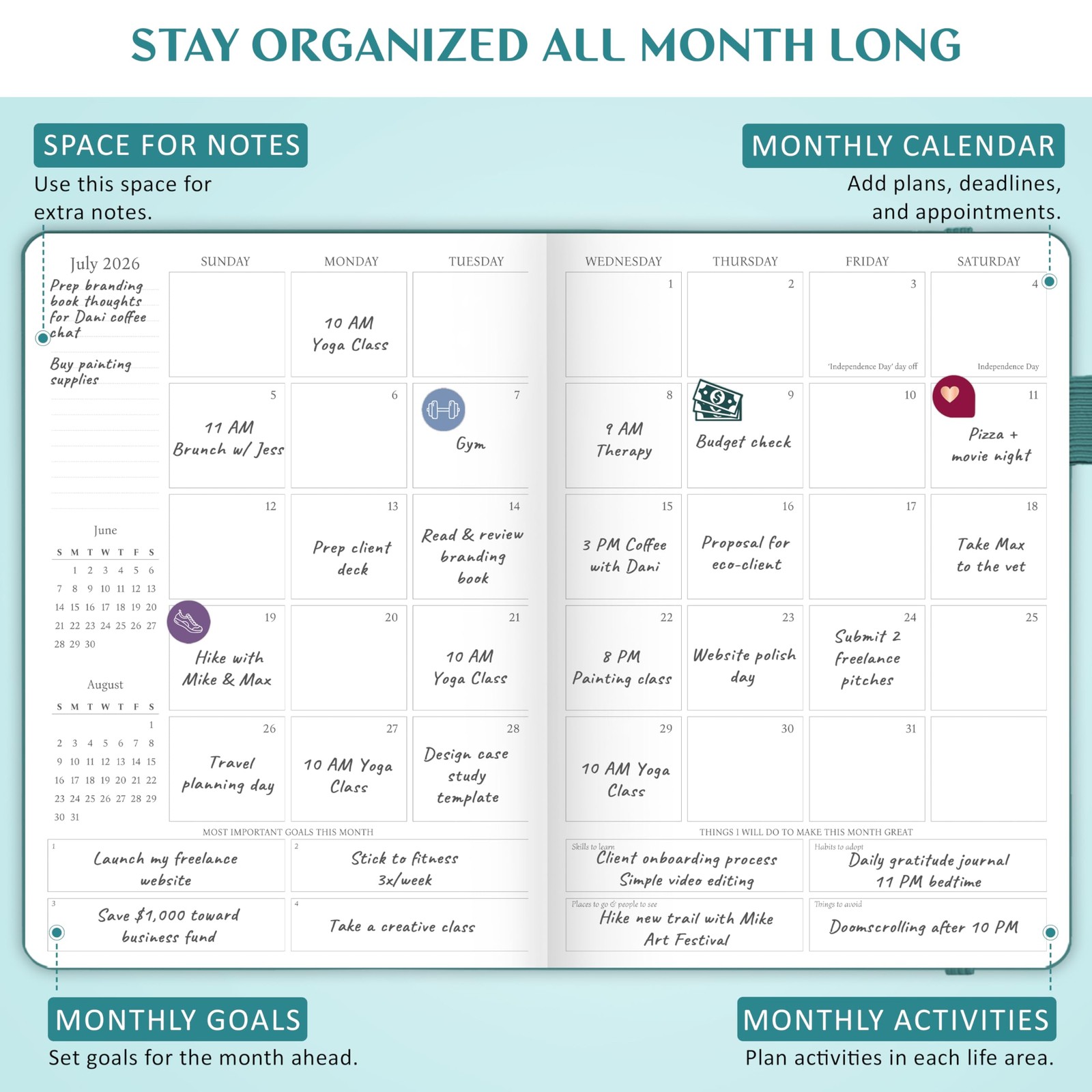 Legend Hourly Schedule Planner PRO Dated Jan 2026-Jan 2027 – Deluxe Weekly & …