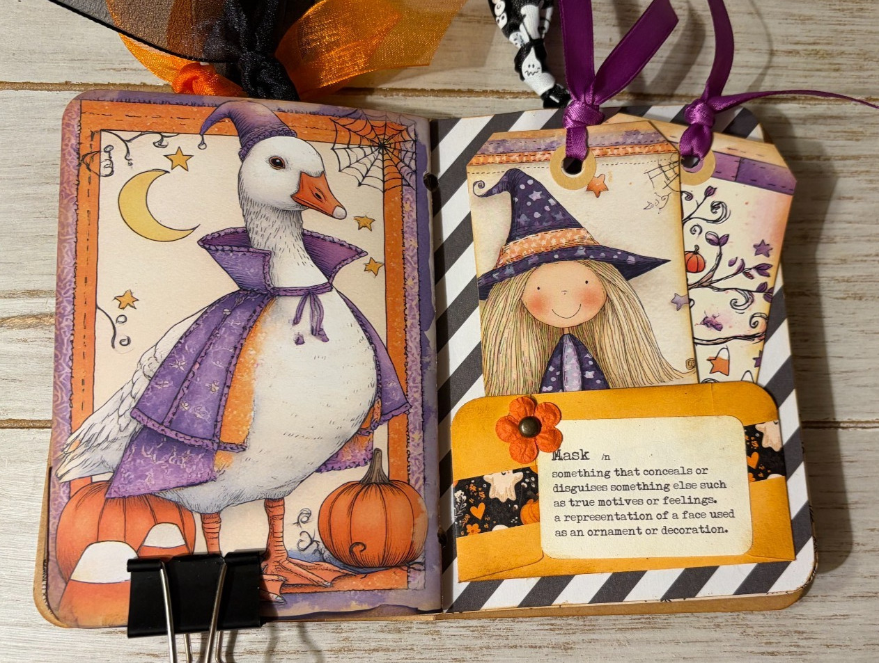 Junk Journal Handmade Booklet Book Vintage “Cute Halloween” Pockets, Ephemera