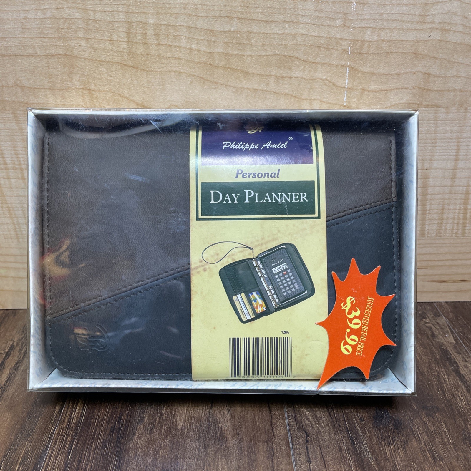 Philippe Amiel Personal Day Planner Calculator Agenda Wallet Organizer Brown.NEW