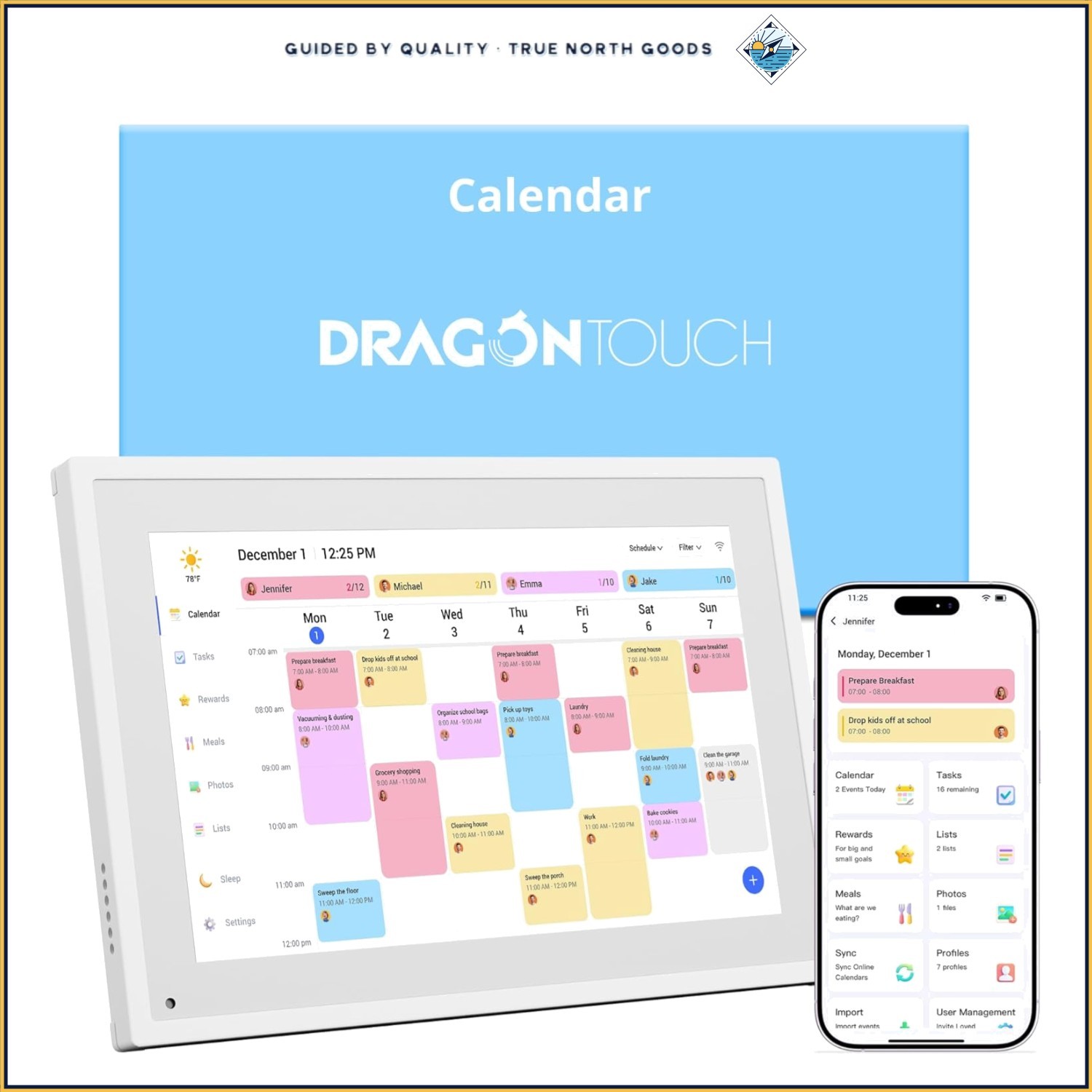 10.1 Inch Touchscreen Family Planner with Interactive Chore Chart & Calendar