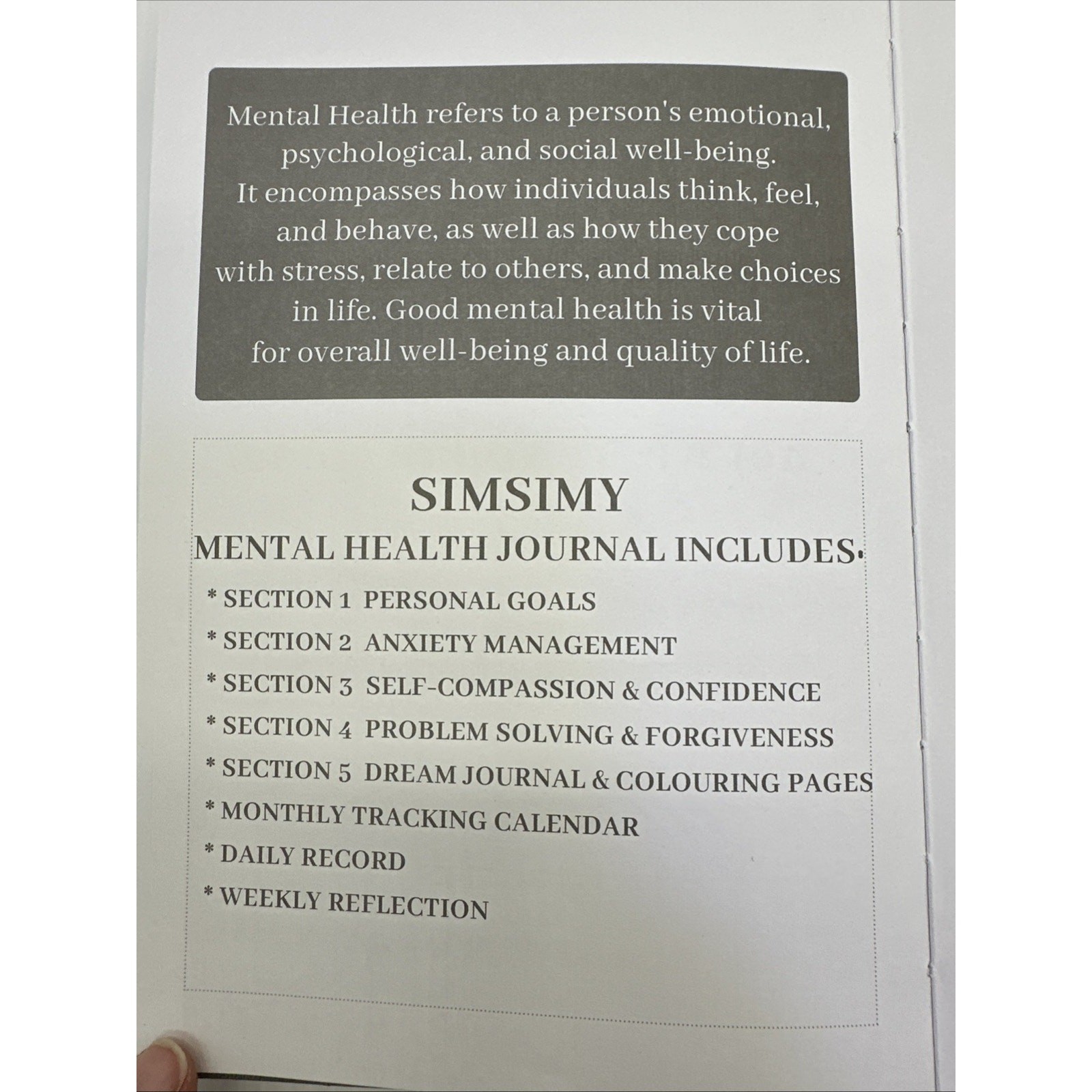 SIMSIMY Mental Health Journal , Gray Leather Bound Book {135}