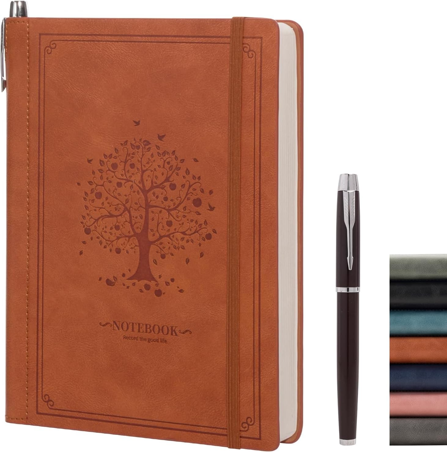 Lined Notebook Journal for Women Men 320 Pages A5 Hardcover Leather with Pen Hol