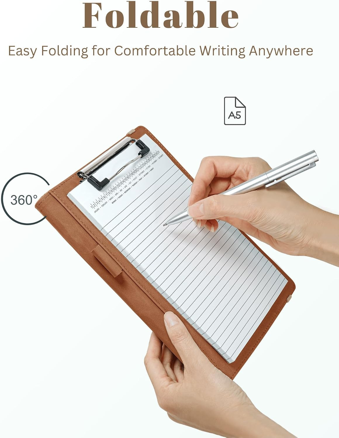 Small Padfolio Clipboard Folder for 5X8 Inch Writing Pads, Compact A5 Portfolio