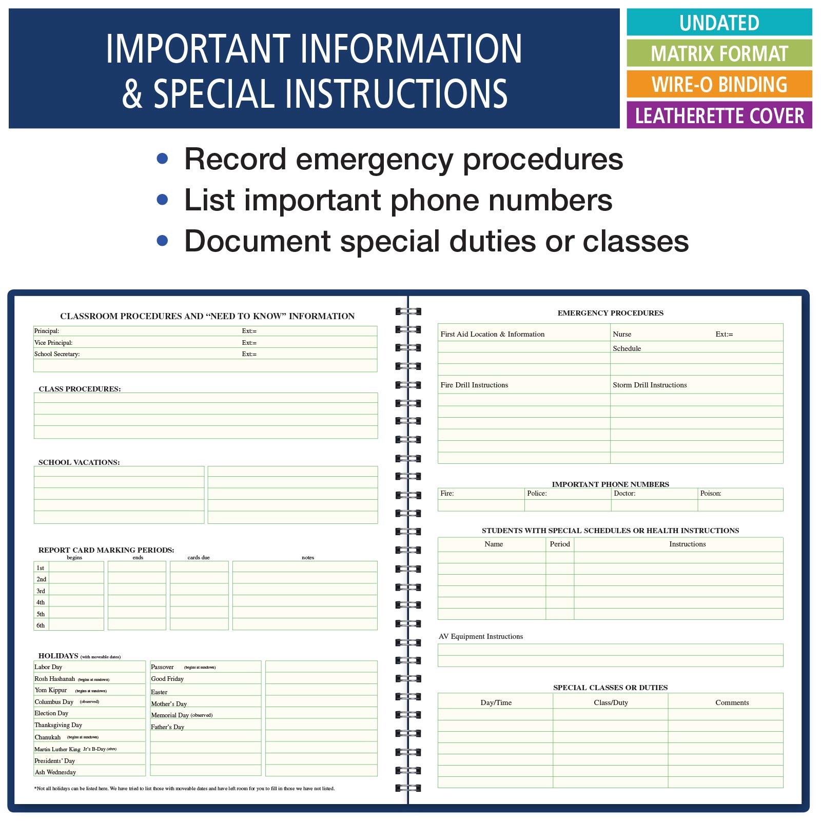 Elan Publishing Company Combination Plan and Record Book – 8 8.5″ x 11″, Blue
