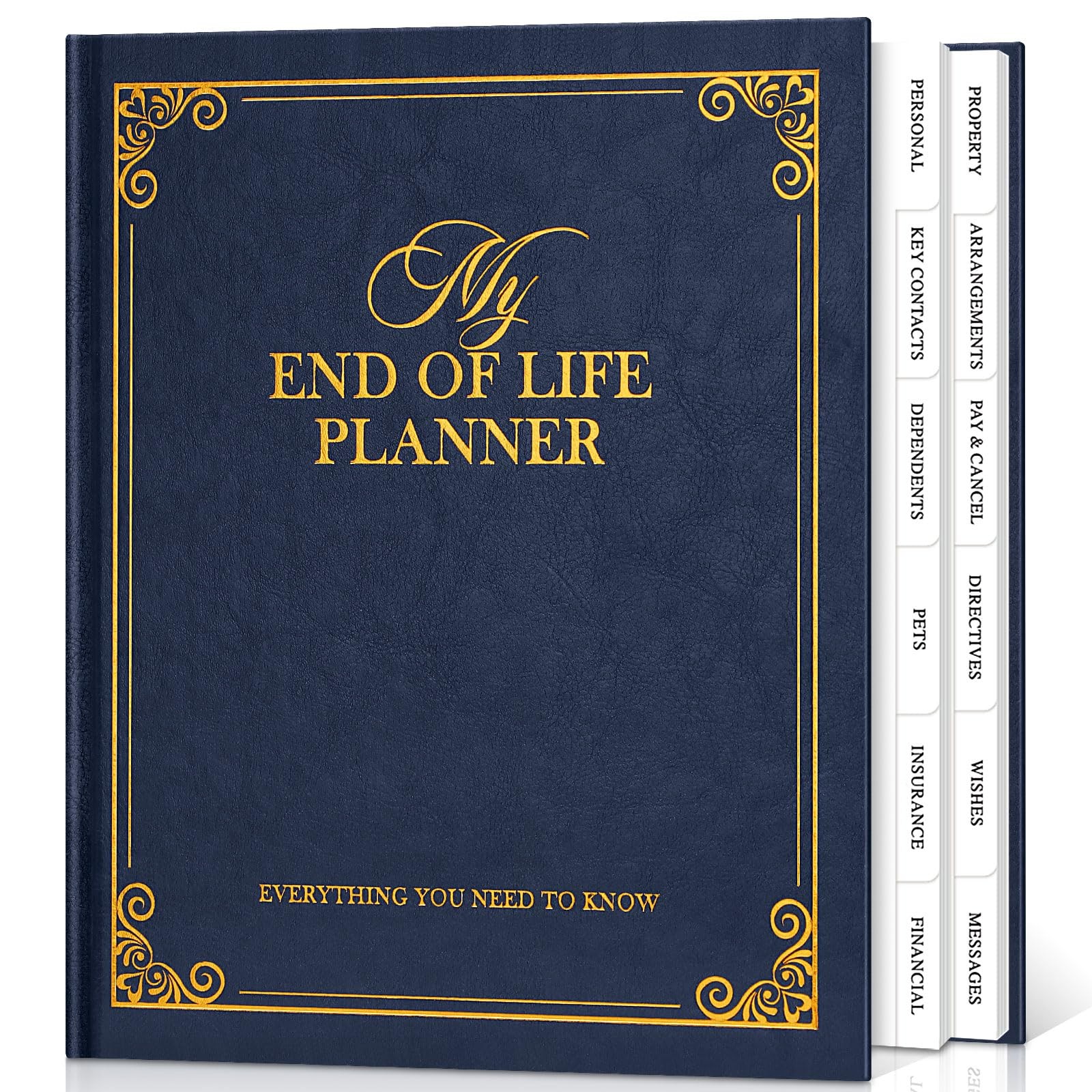 Lanpn End of Life Planner Death Organizer with Tabs, Final 7.7×9.3 inch, Blue