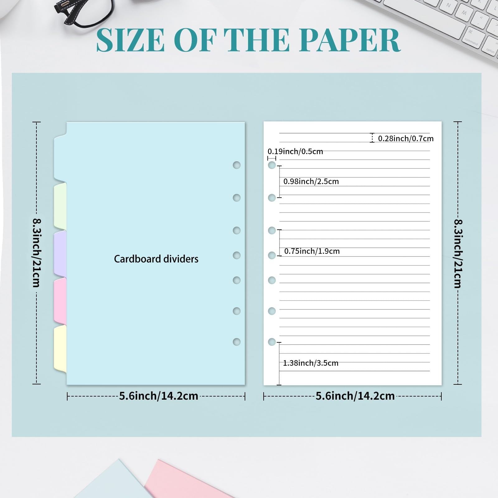A5 Loose Leaf Paper, 7 Hole Binder Inserts, 240 Sheets, 5.5 X 8.5