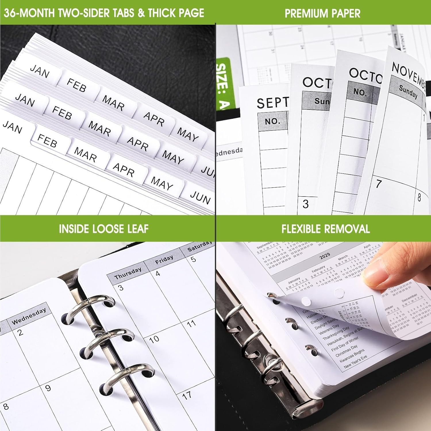 2026-2028 Monthly Planner Refill – Planner Inserts with 6-Hole Punched, 3-3/4…