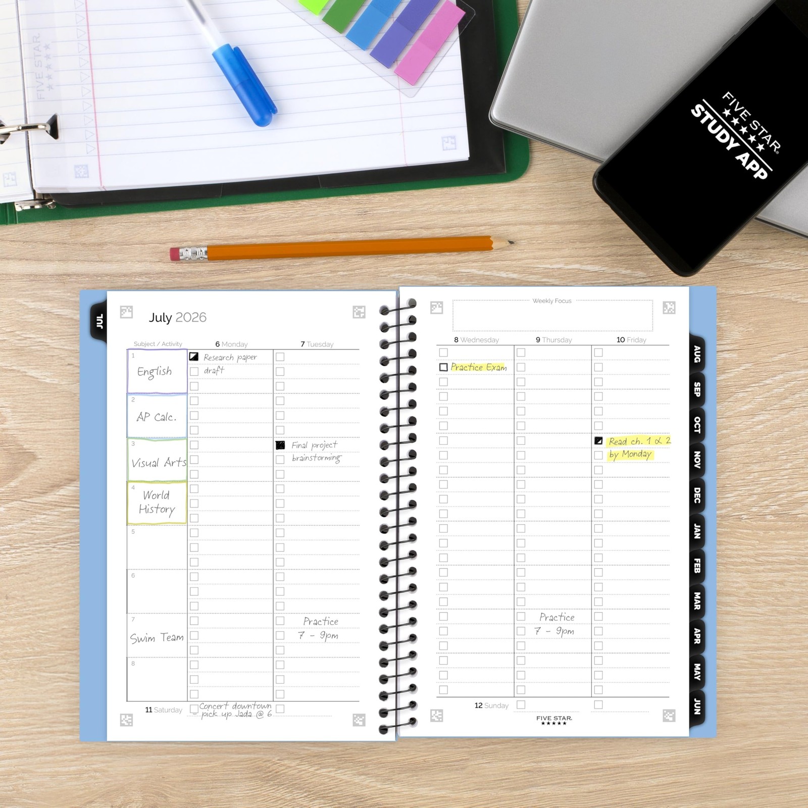 Five Star Planner 2026-2027 Weekly & Half Letter (5.5 x 8.5 inches), Blue