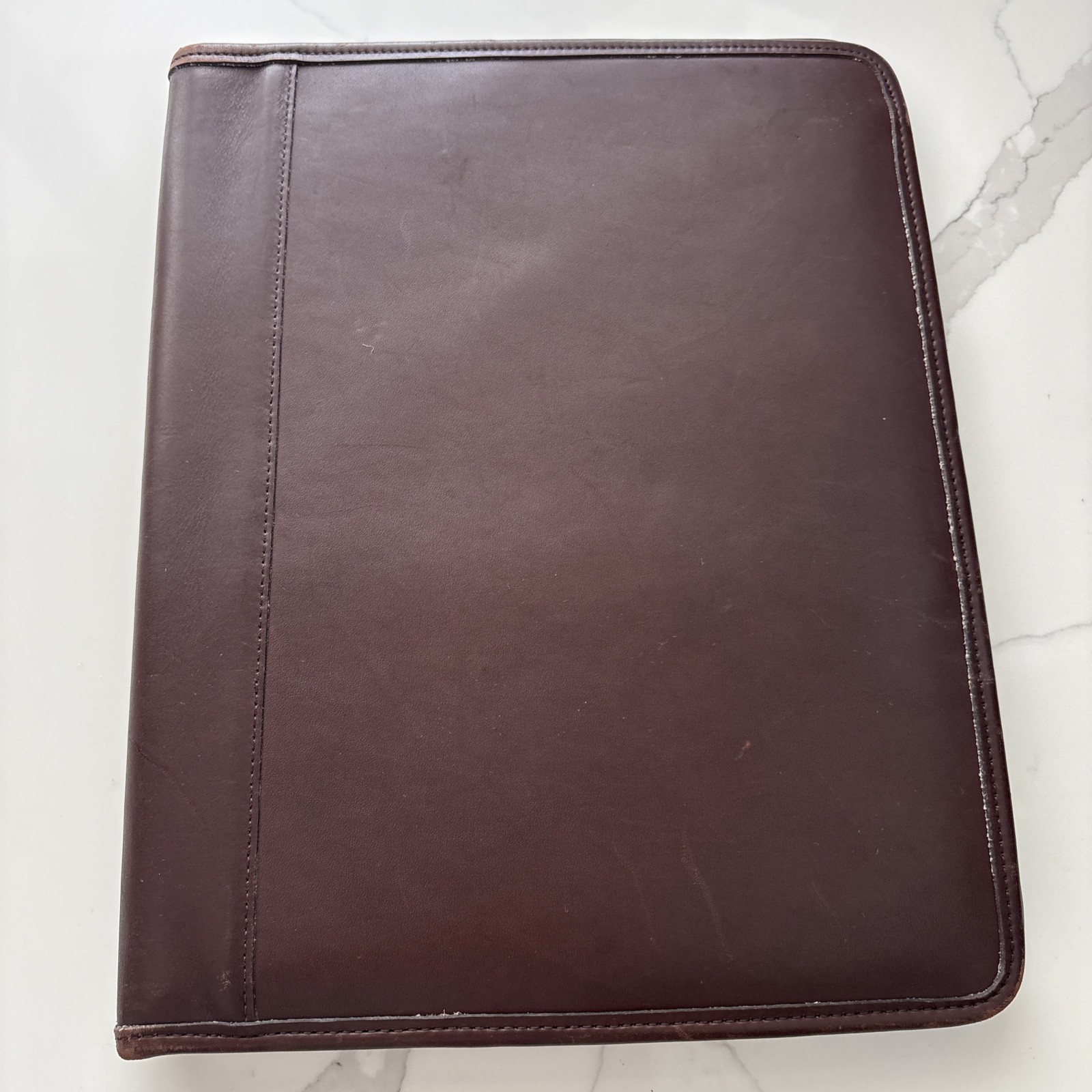 RARE Vintage COACH Brown Leather Portfolio Notepad 10×12.5 Inches with Pockets