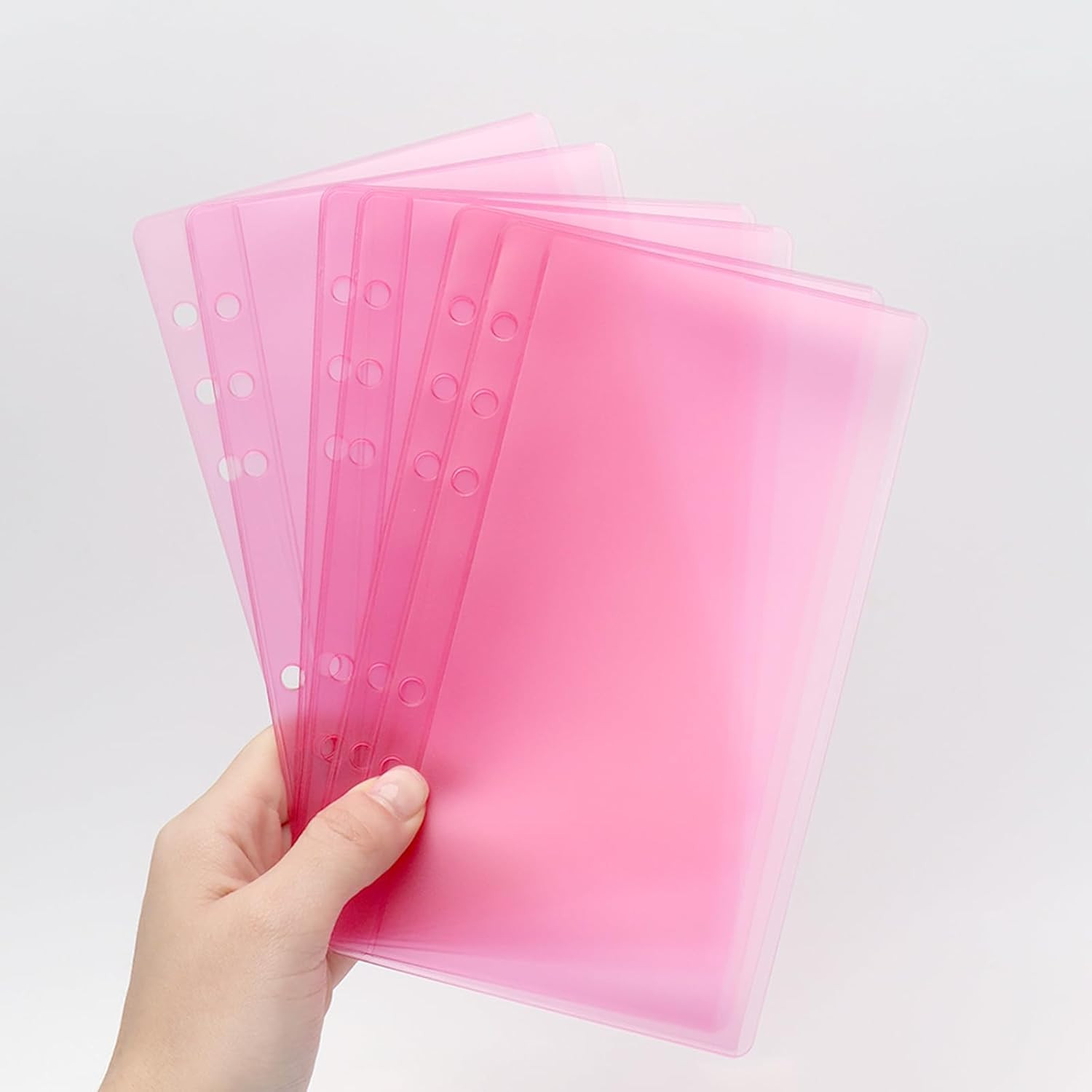 12Pcs Pink A6 Binder Pockets Zipless Cash Envelopes Budget Binder Inserts PVC Sh