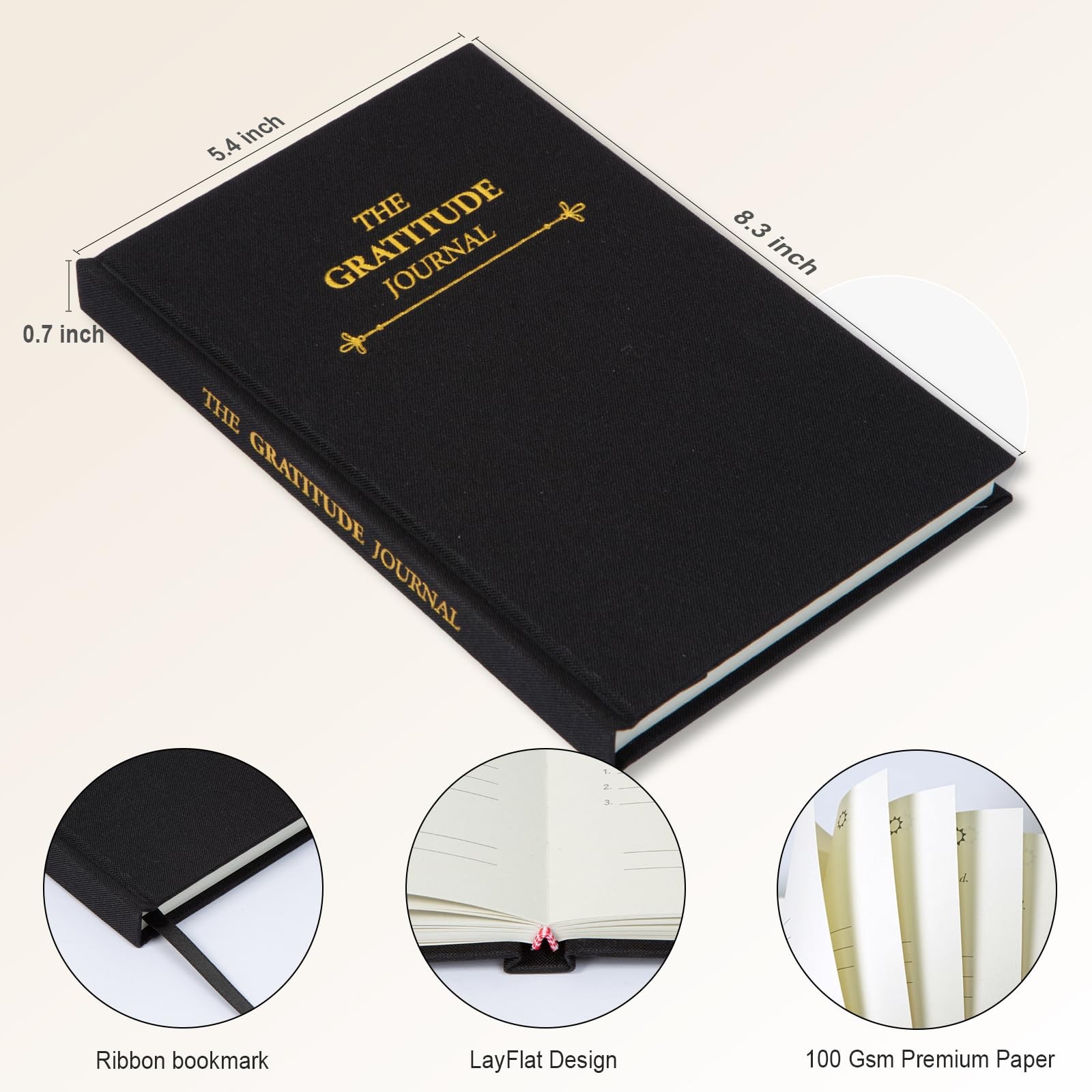 COMIX Gratitude Journal for Women Men, 5 Minute Daily Black